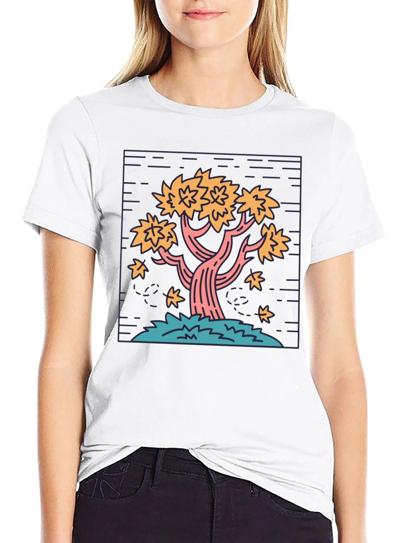 Retro Tree Graphic Tee - Black Cotton Comfort