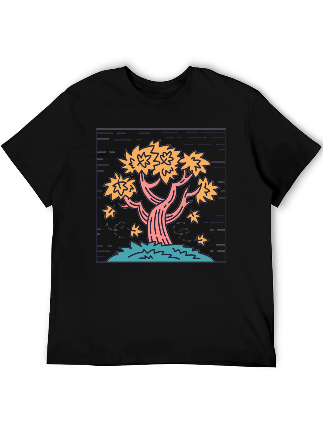 Retro Tree Graphic Tee - Black Cotton Comfort
