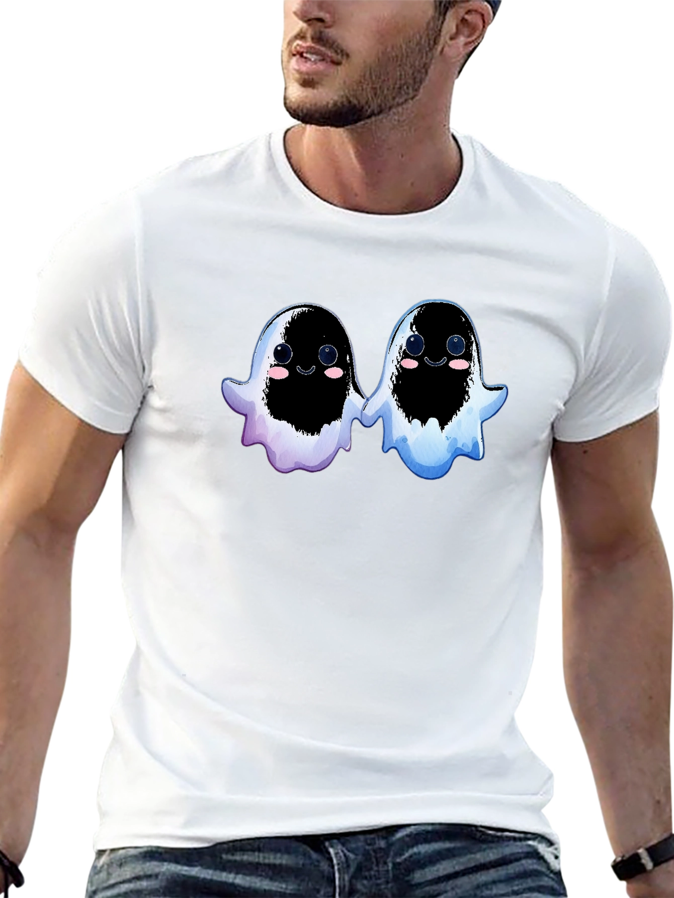 Cute Ghostly Duo Black T-Shirt