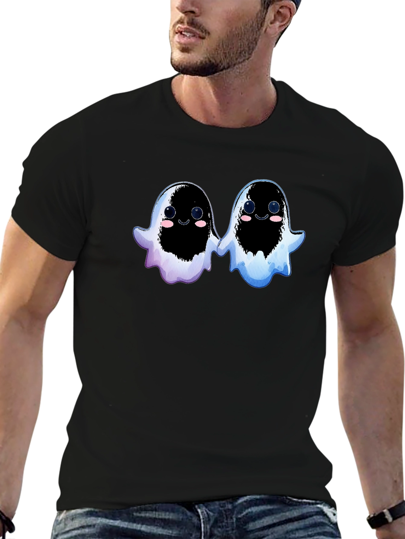 Cute Ghostly Duo Black T-Shirt