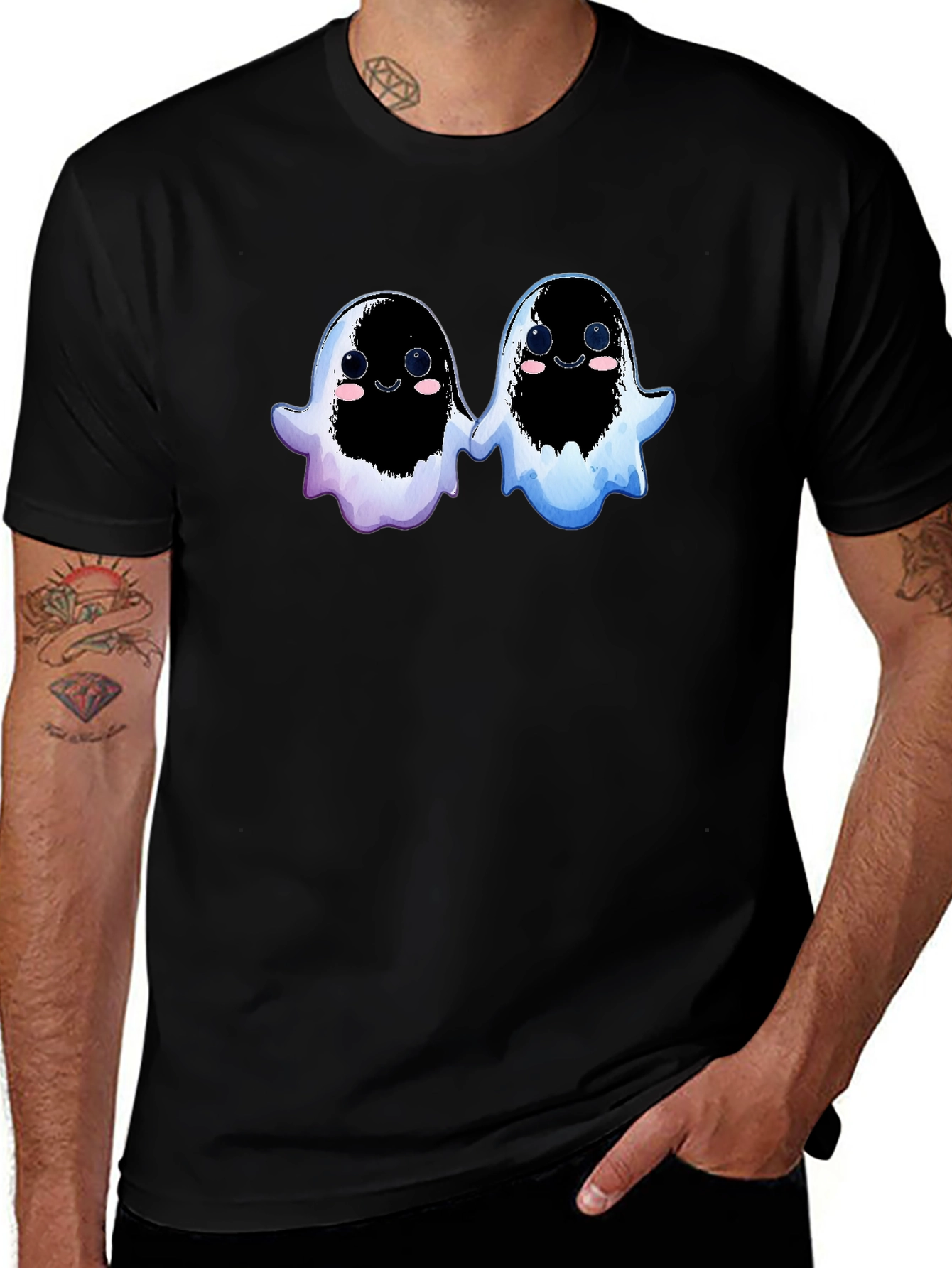 Cute Ghostly Duo Black T-Shirt
