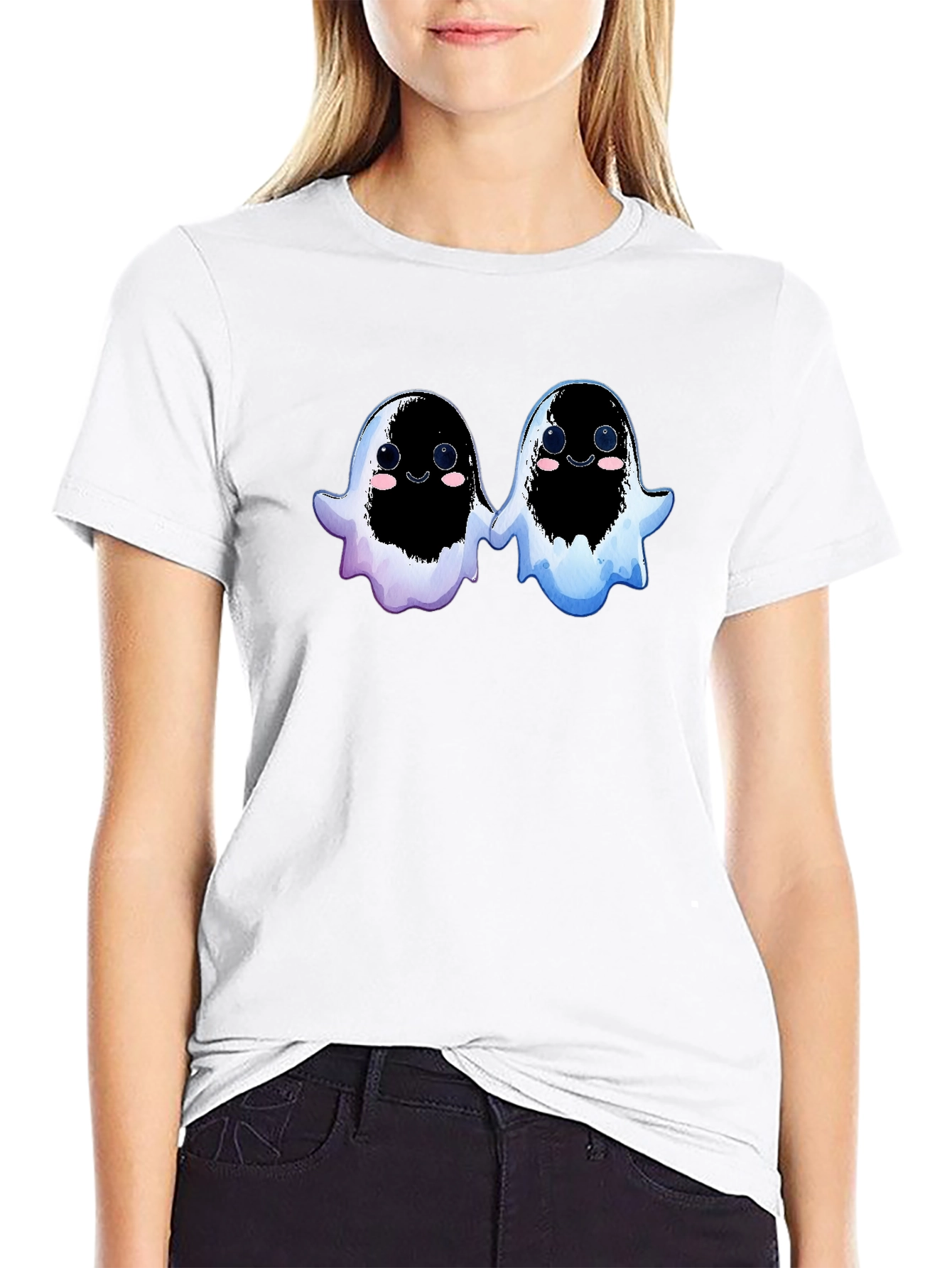 Cute Ghostly Duo Black T-Shirt