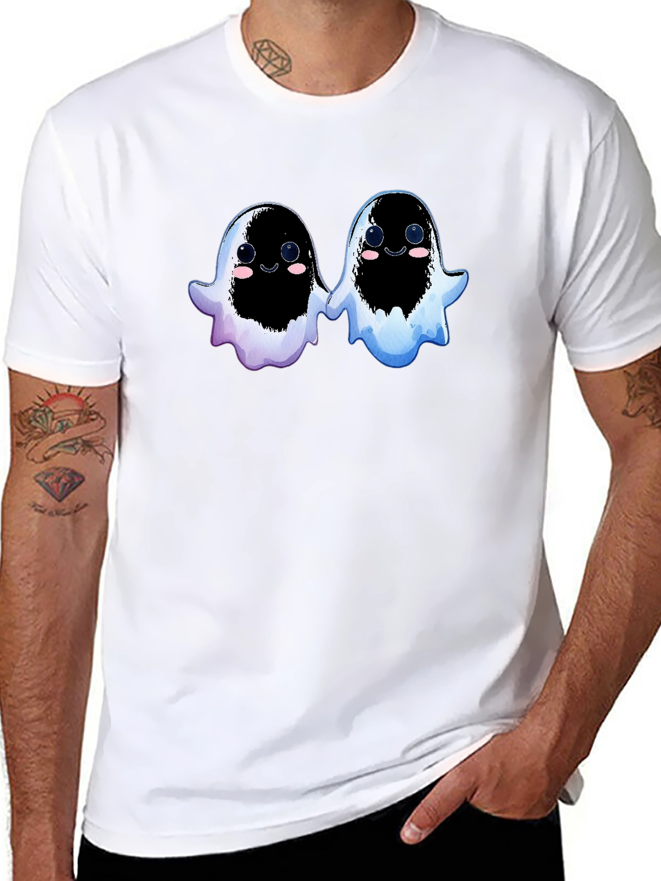 Cute Ghostly Duo Black T-Shirt