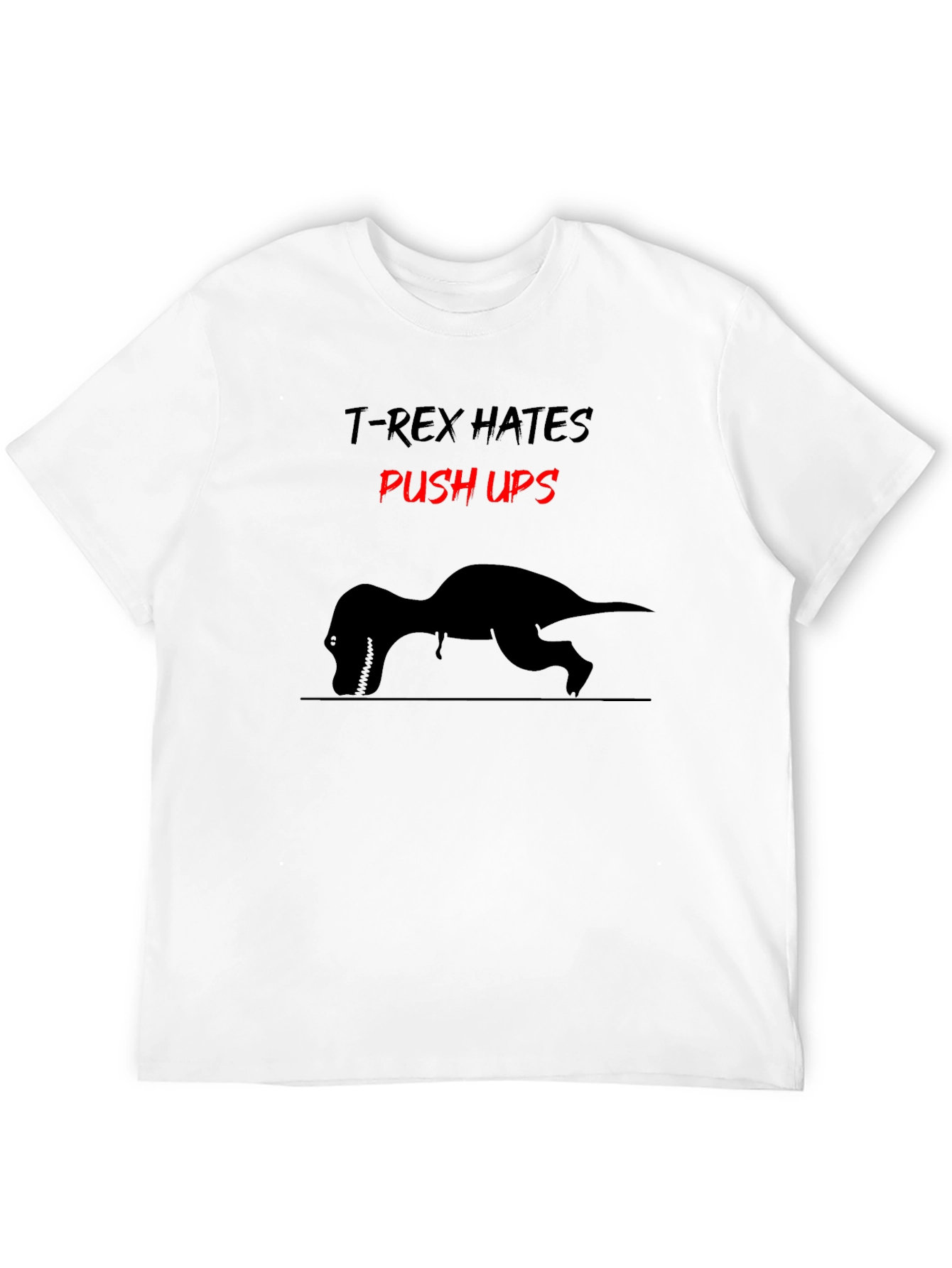 T-Rex Hates Push Ups Graphic Tee - Black Cotton