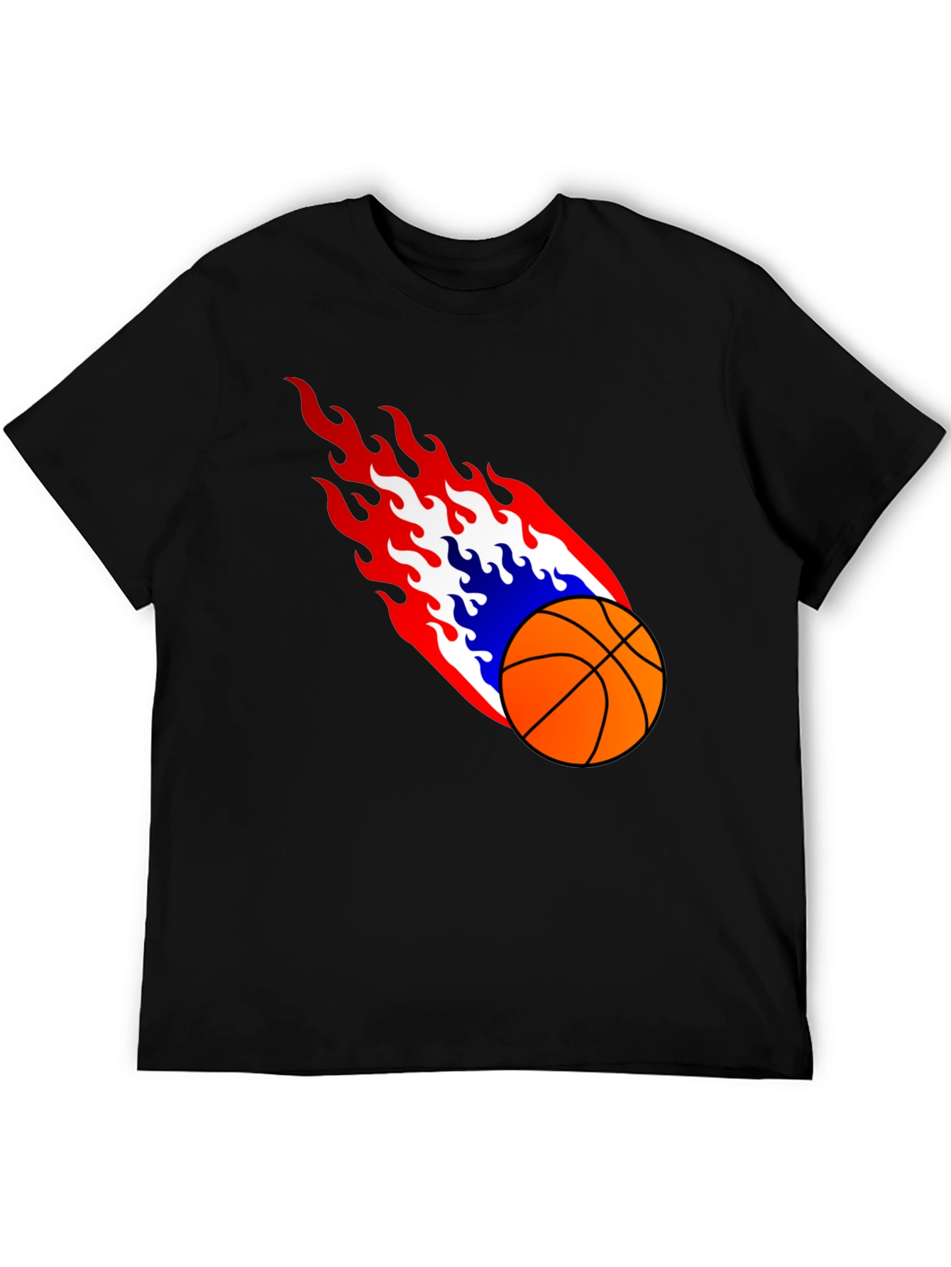 Flaming Basketball Graphic Tee - Cool Sports Shirt