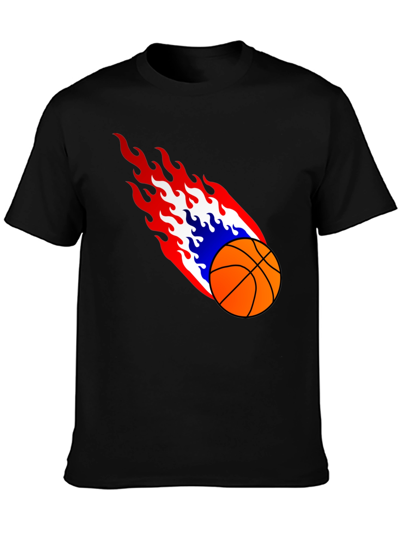Flaming Basketball Graphic Tee - Cool Sports Shirt