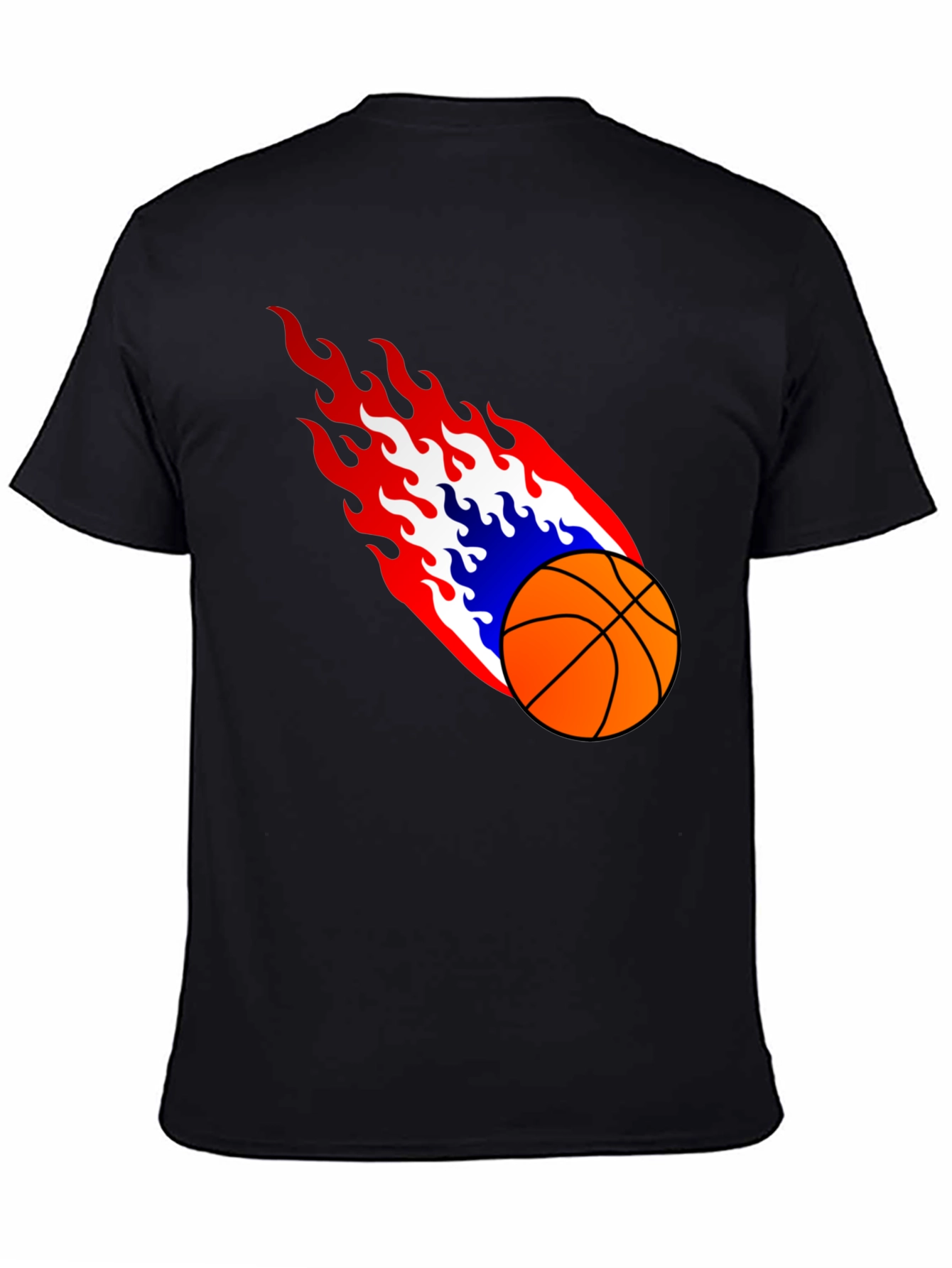 Flaming Basketball Graphic Tee - Cool Sports Shirt