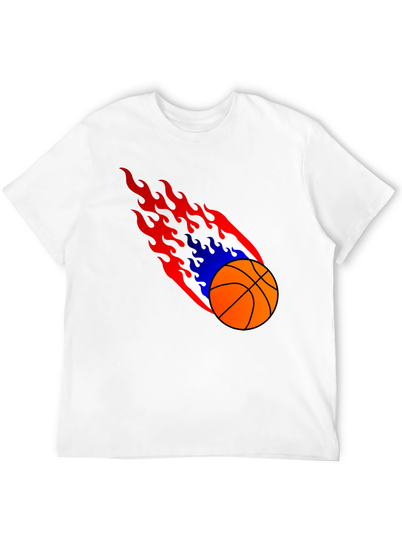 Flaming Basketball Graphic Tee - Cool Sports Shirt