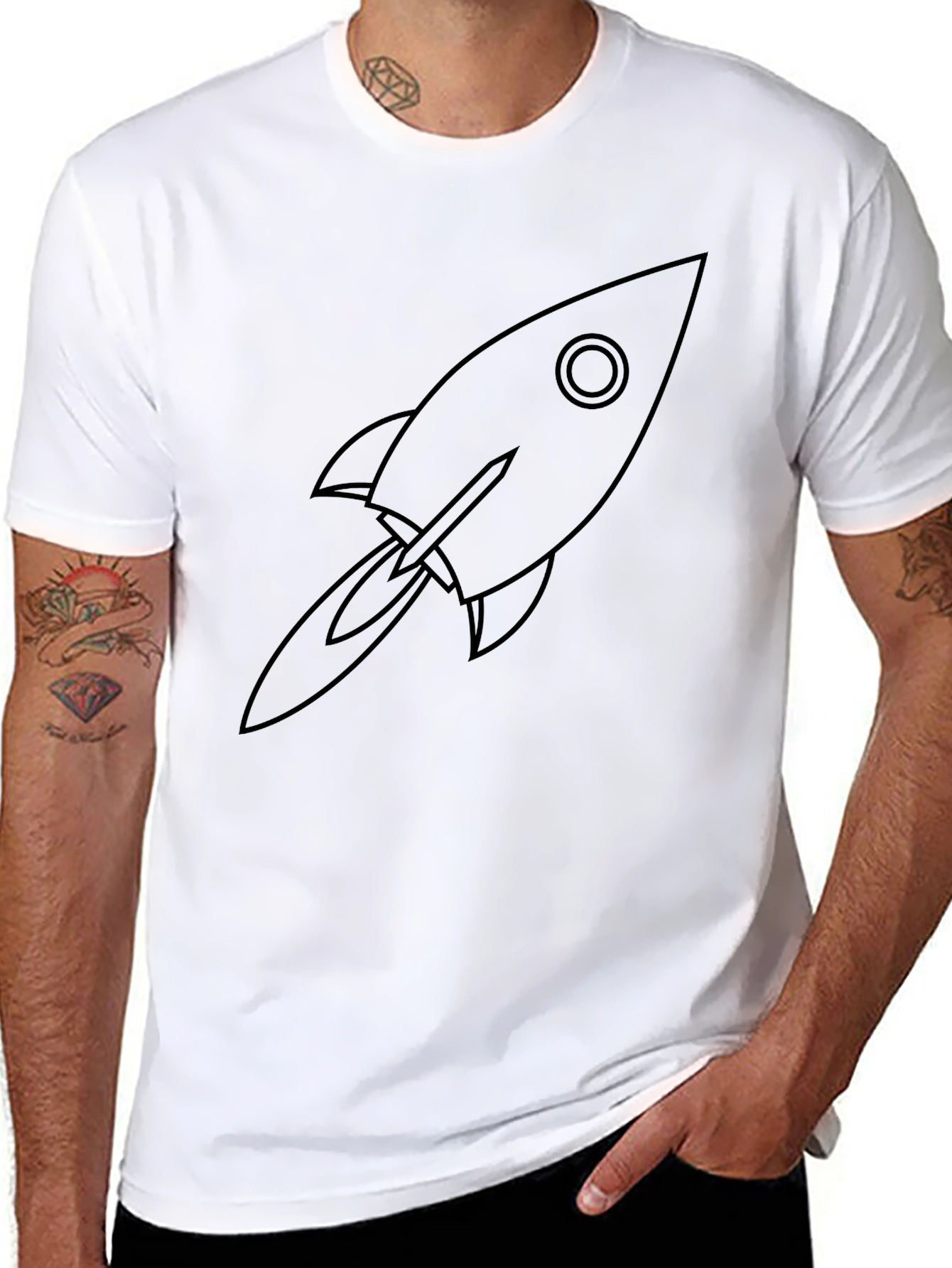 Rocket Graphic Black T-Shirt - Blast Off in Style!