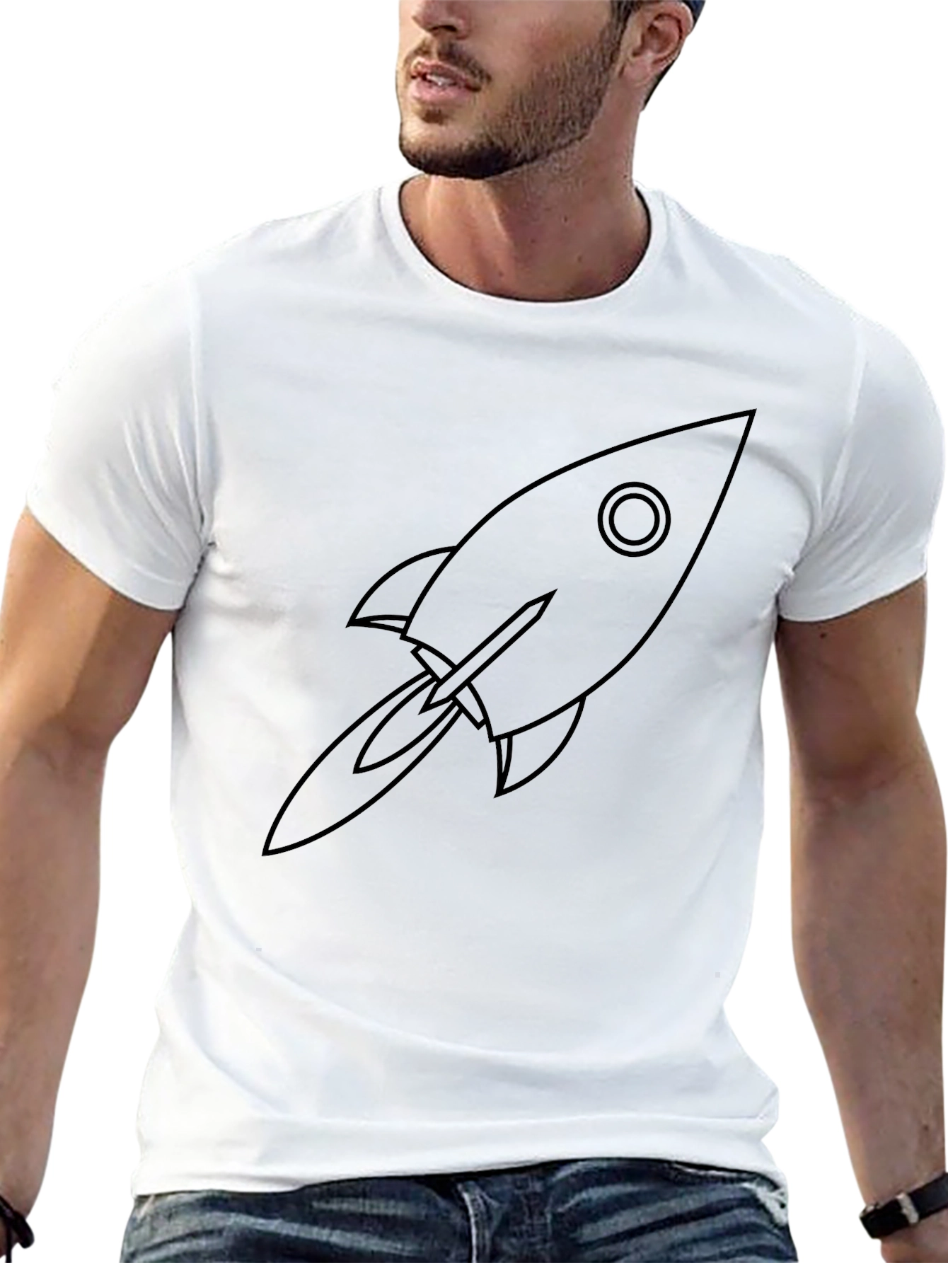 Rocket Graphic Black T-Shirt - Blast Off in Style!