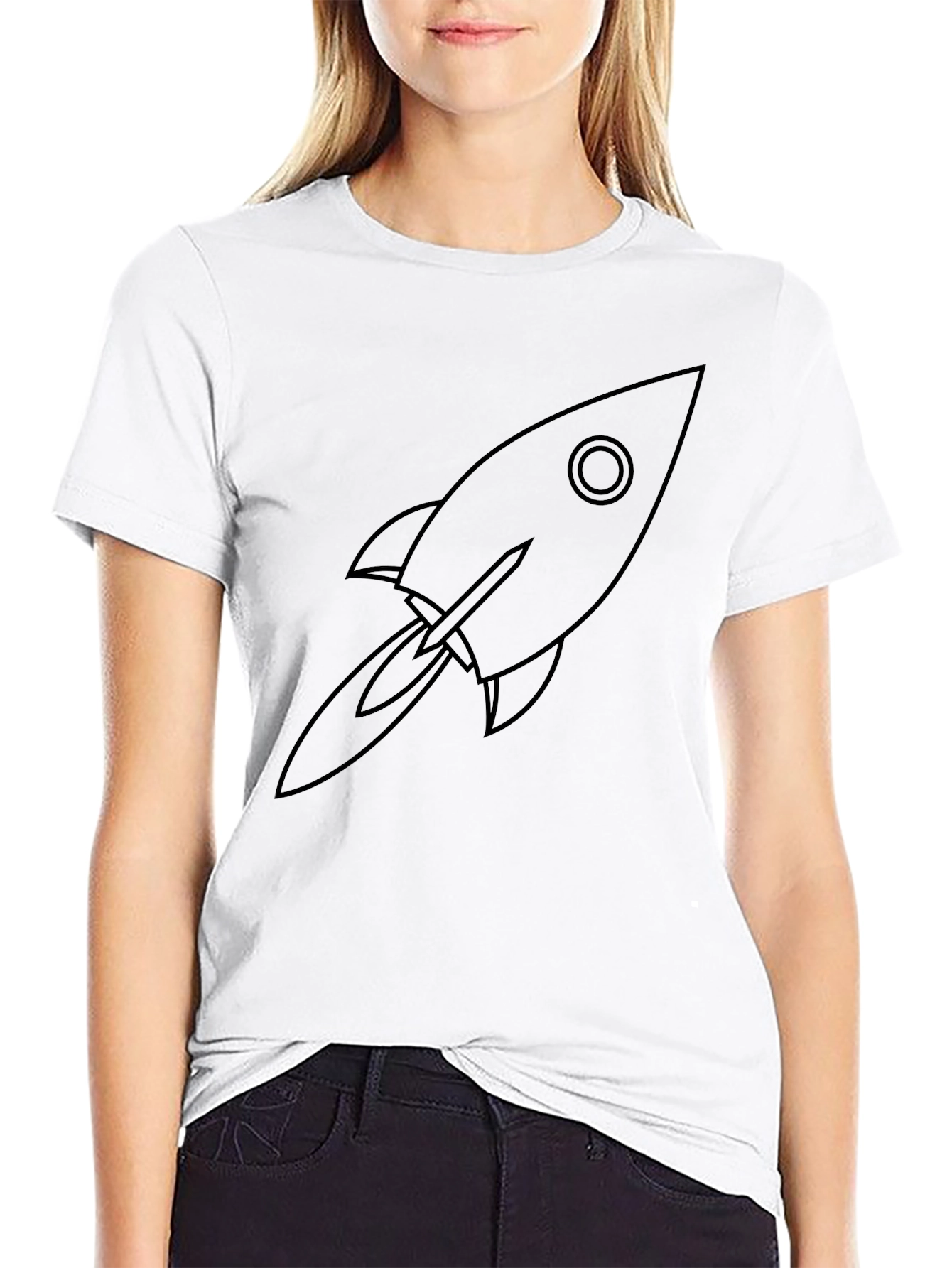 Rocket Graphic Black T-Shirt - Blast Off in Style!