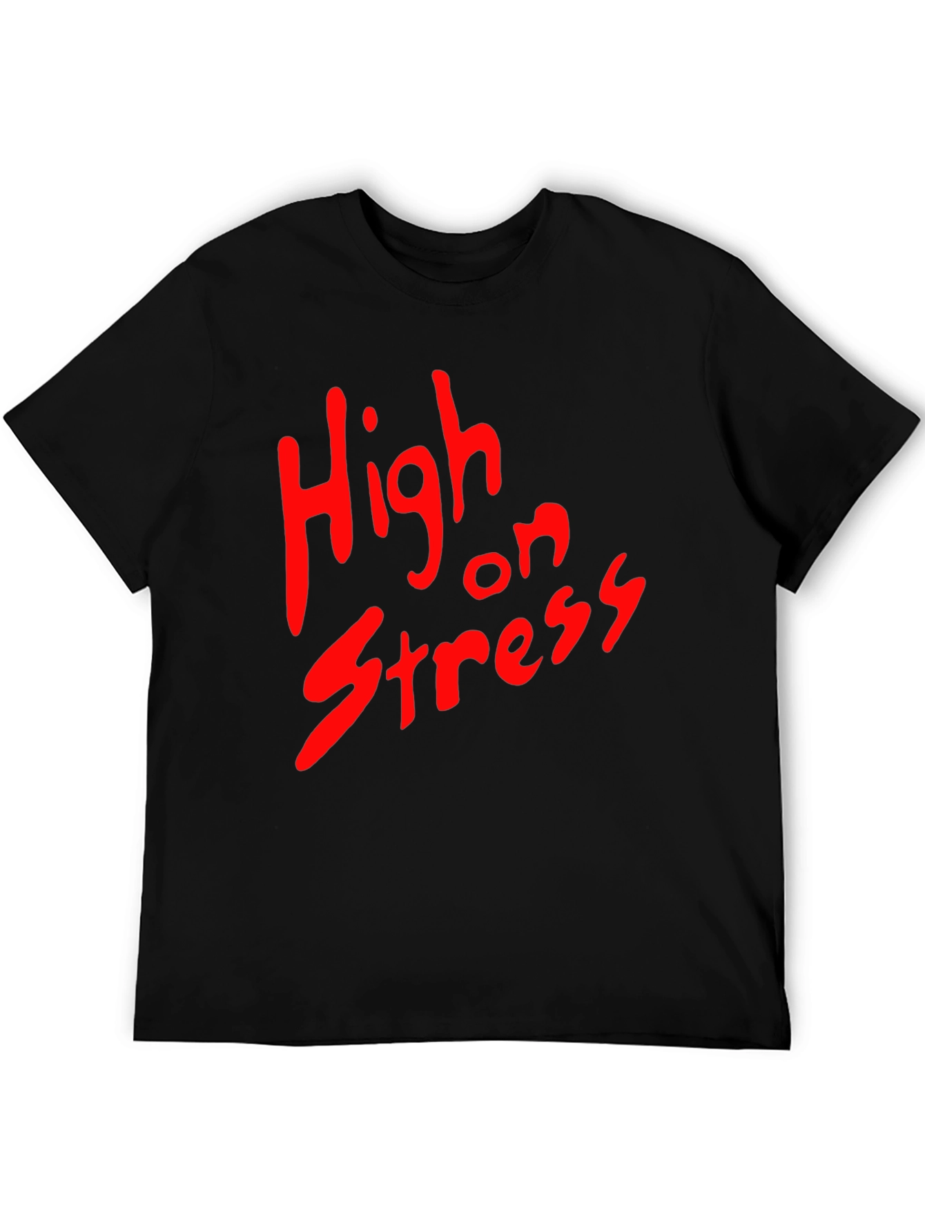 High on Stress T-Shirt - Black Cotton