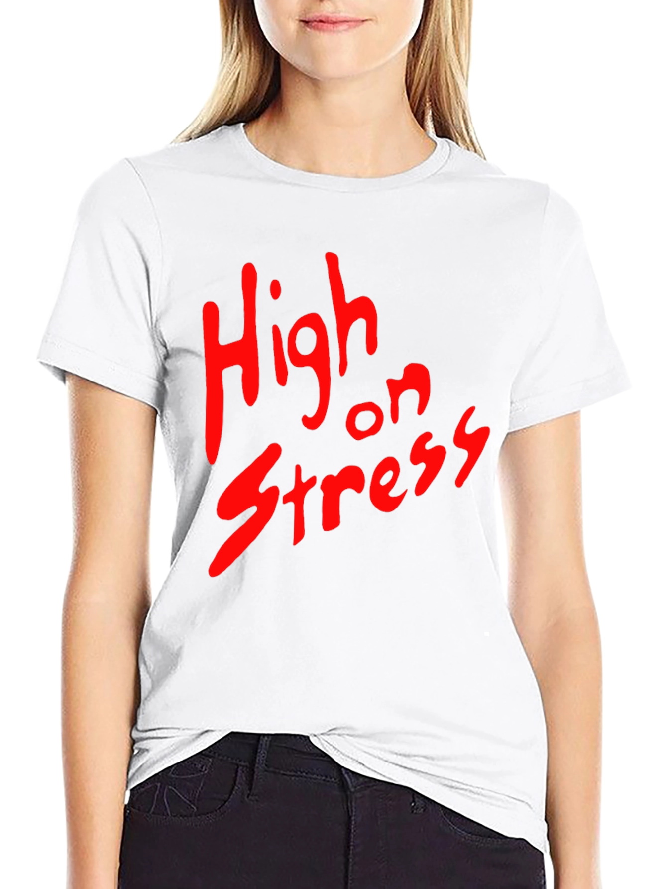 High on Stress T-Shirt - Black Cotton