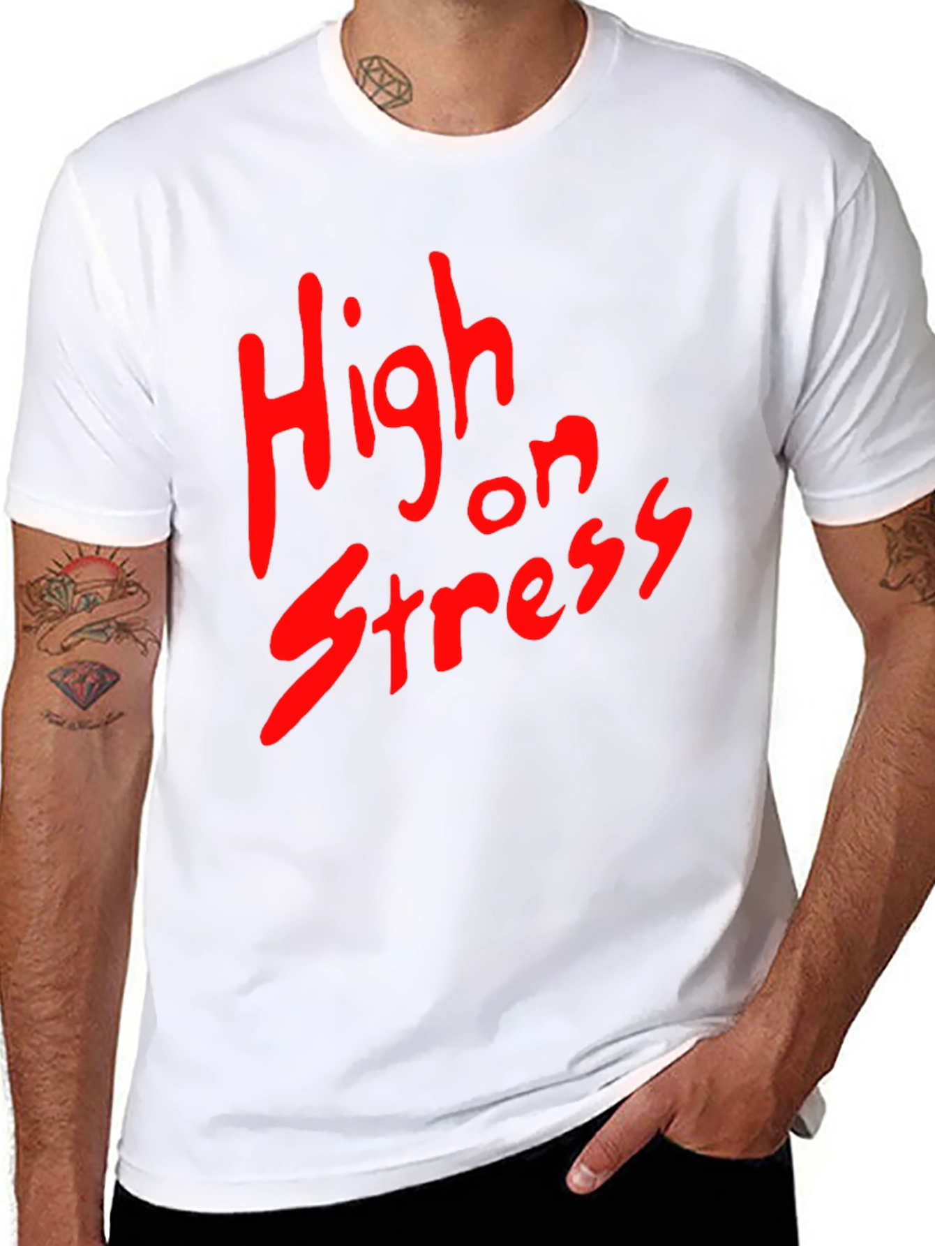 High on Stress T-Shirt - Black Cotton