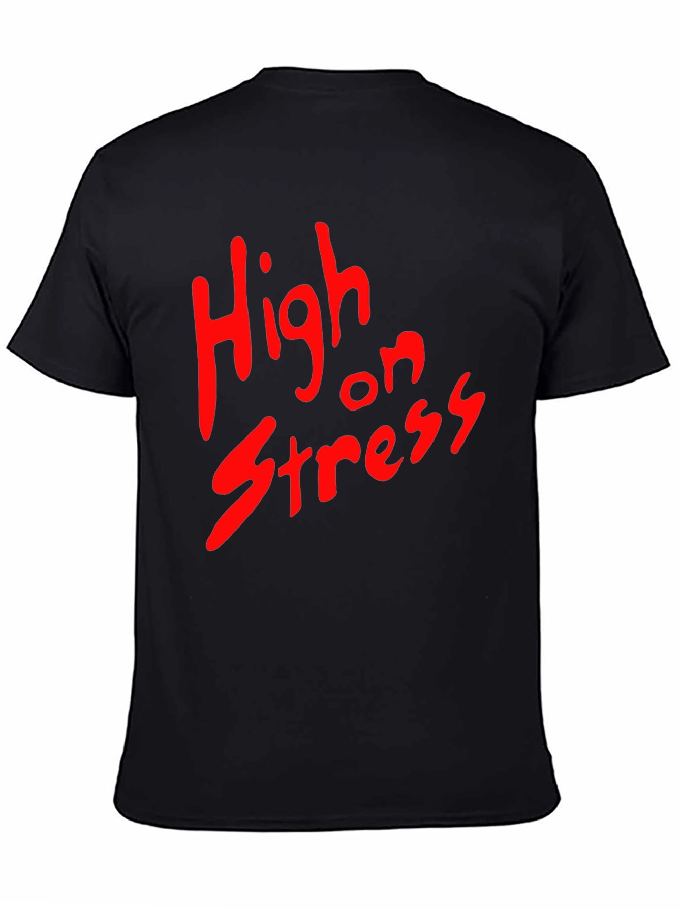 High on Stress T-Shirt - Black Cotton