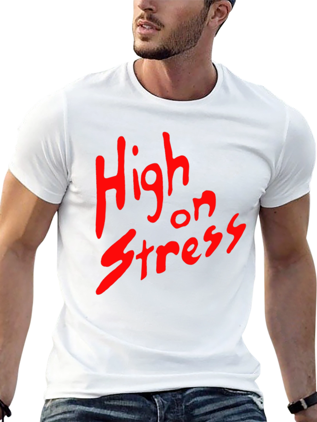 High on Stress T-Shirt - Black Cotton