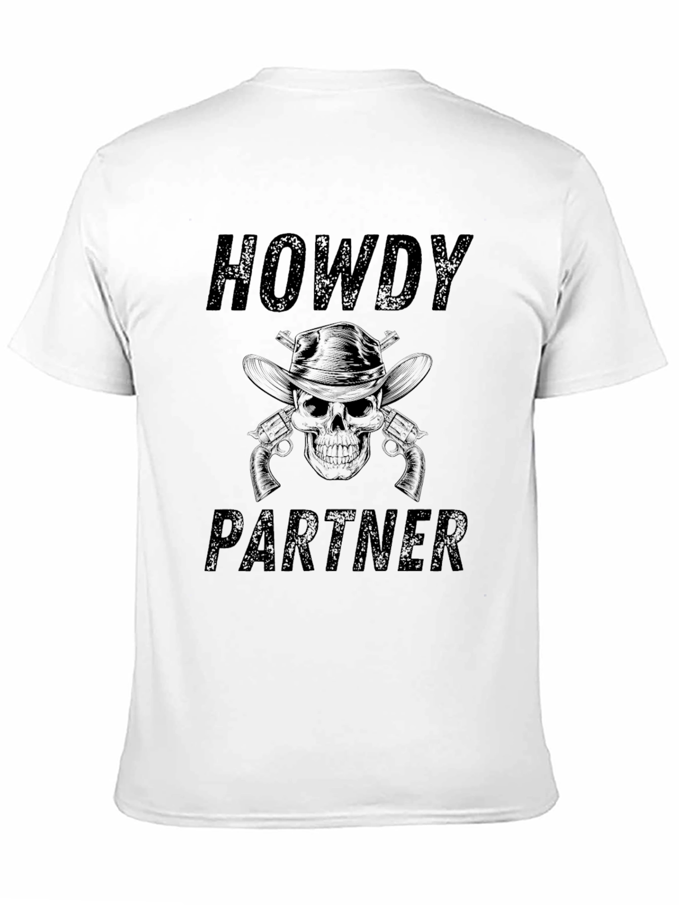 Howdy Partner Skull Graphic Tee - Western Style T-Shirt
