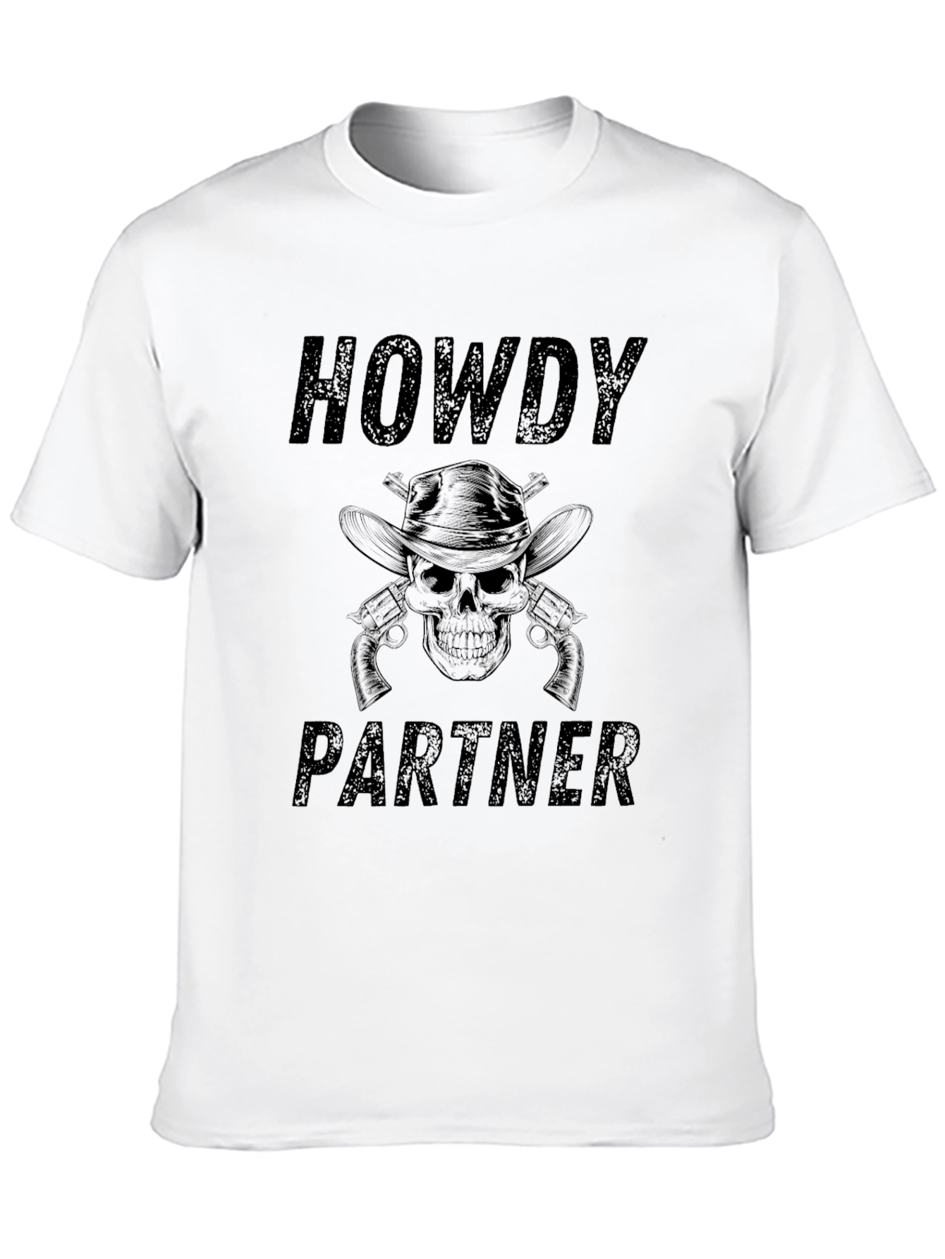Howdy Partner Skull Graphic Tee - Western Style T-Shirt