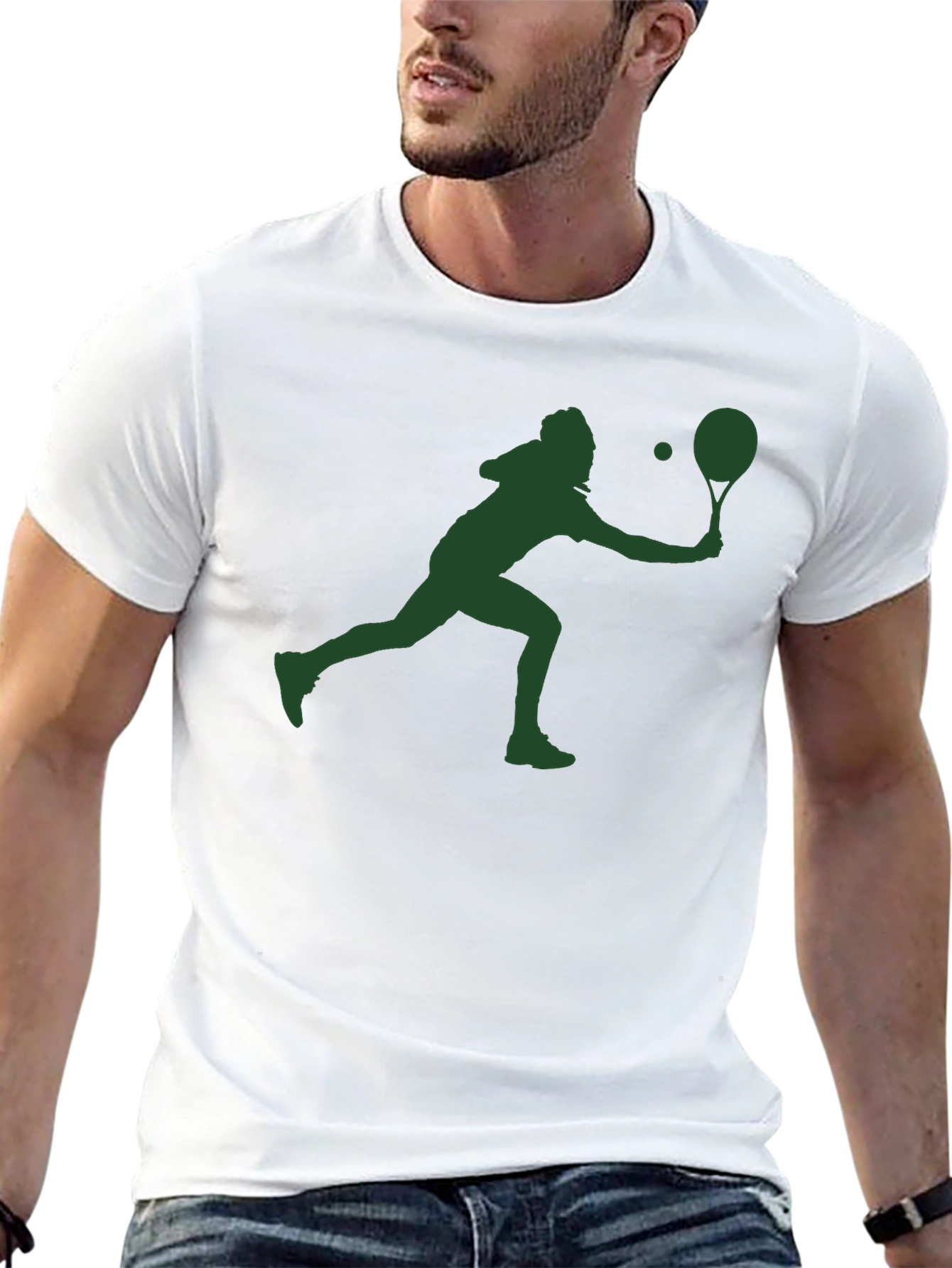 Tennis Player Silhouette T-Shirt - Black
