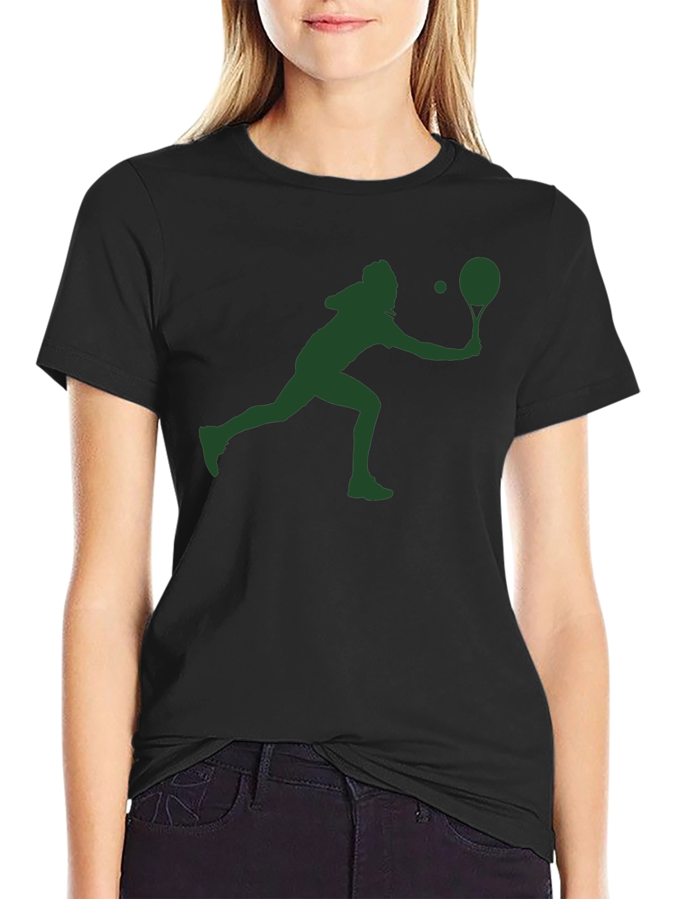 Tennis Player Silhouette T-Shirt - Black
