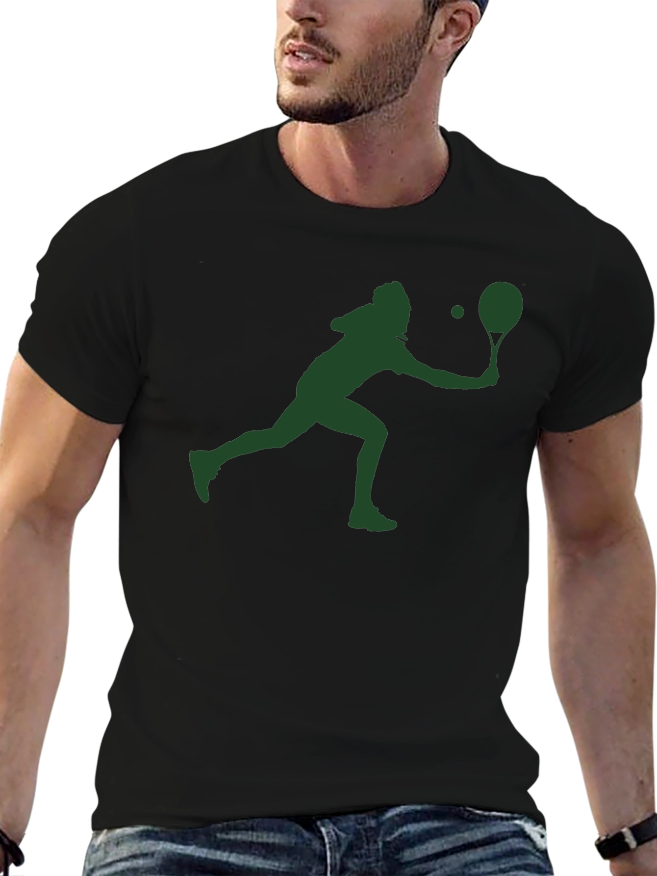 Tennis Player Silhouette T-Shirt - Black
