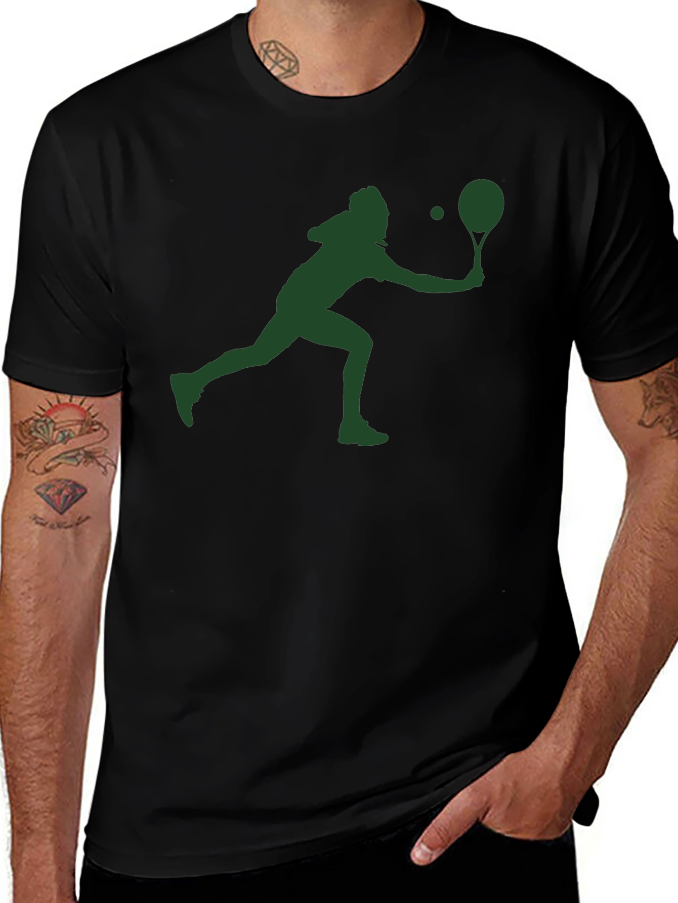 Tennis Player Silhouette T-Shirt - Black