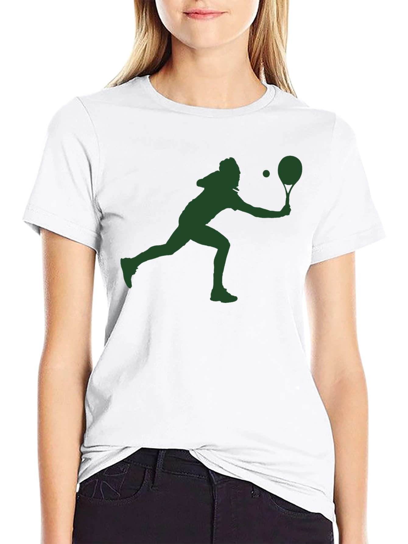 Tennis Player Silhouette T-Shirt - Black