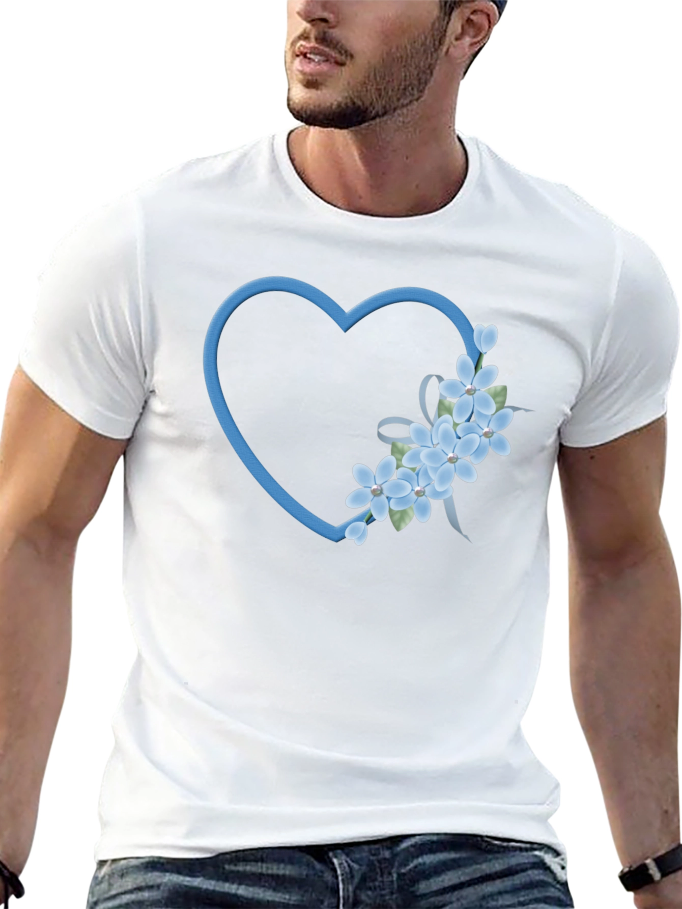 Floral Heart Graphic Tee - Soft Cotton Blend
