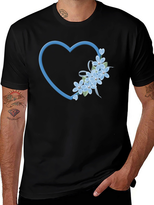 Floral Heart Graphic Tee - Soft Cotton Blend