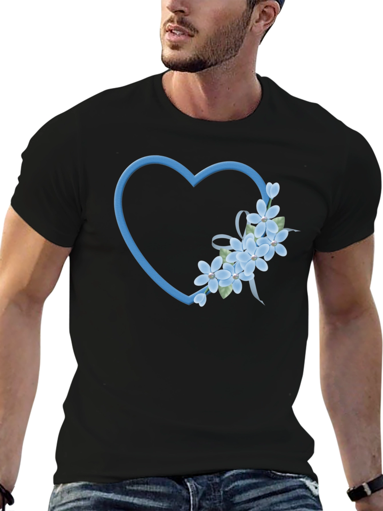 Floral Heart Graphic Tee - Soft Cotton Blend