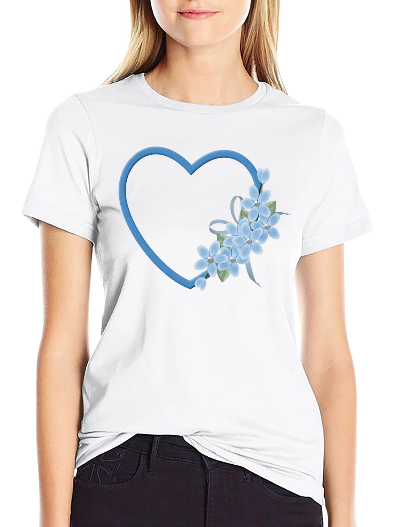 Floral Heart Graphic Tee - Soft Cotton Blend
