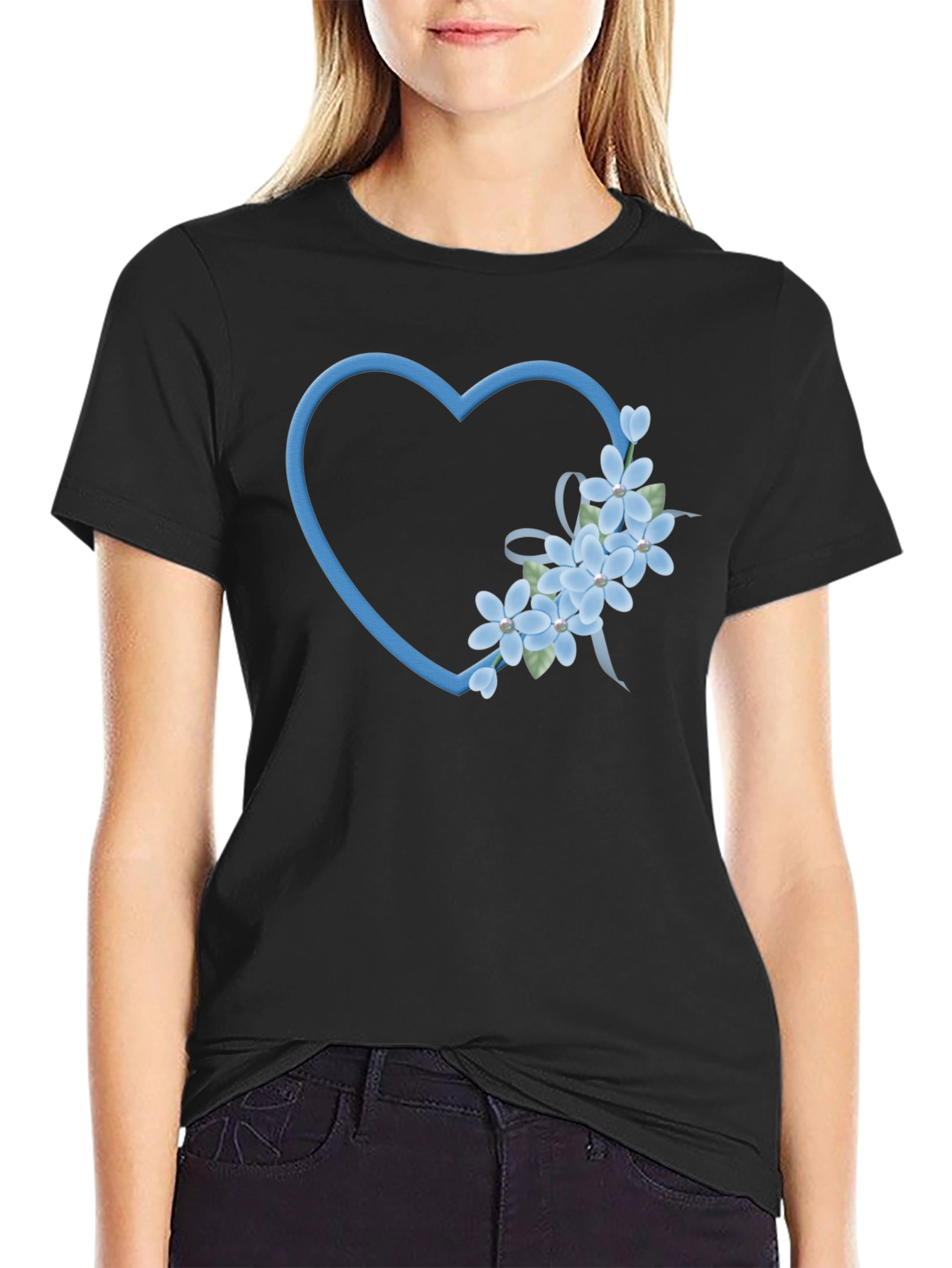 Floral Heart Graphic Tee - Soft Cotton Blend
