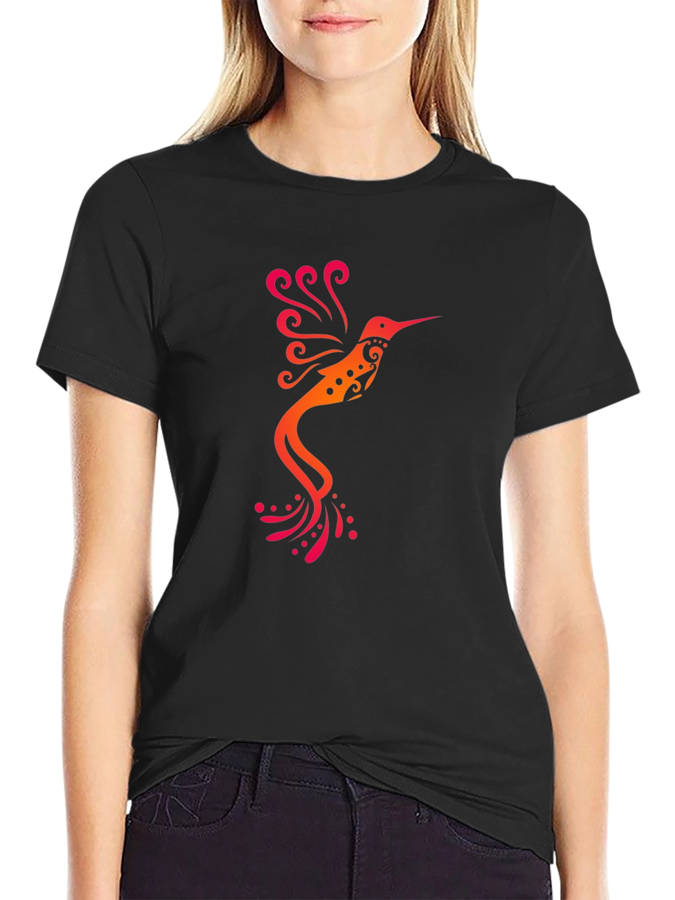 Hummingbird Tribal Art T-Shirt - Black