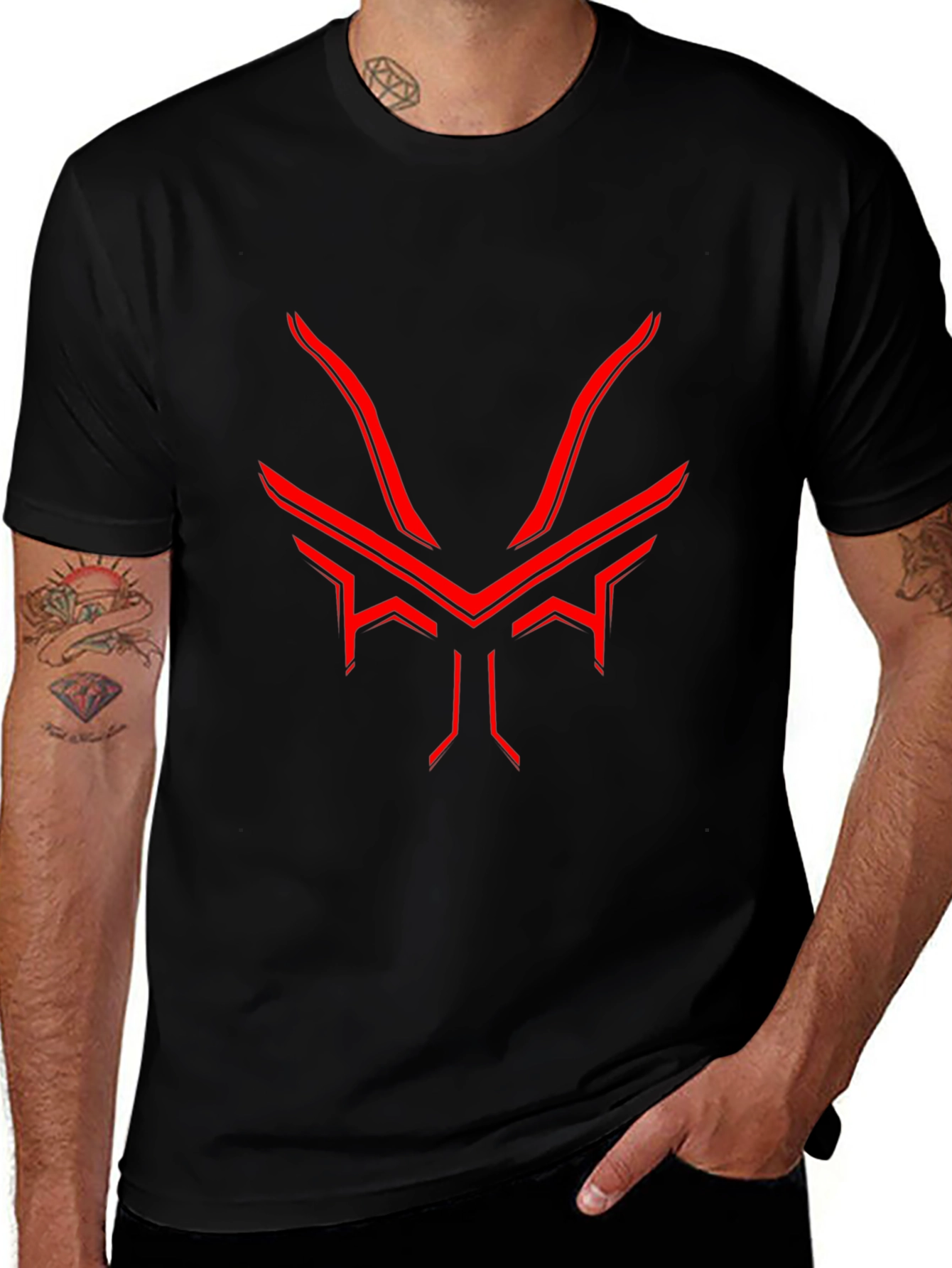 Cyber Demon T-Shirt - Futuristic Red Design
