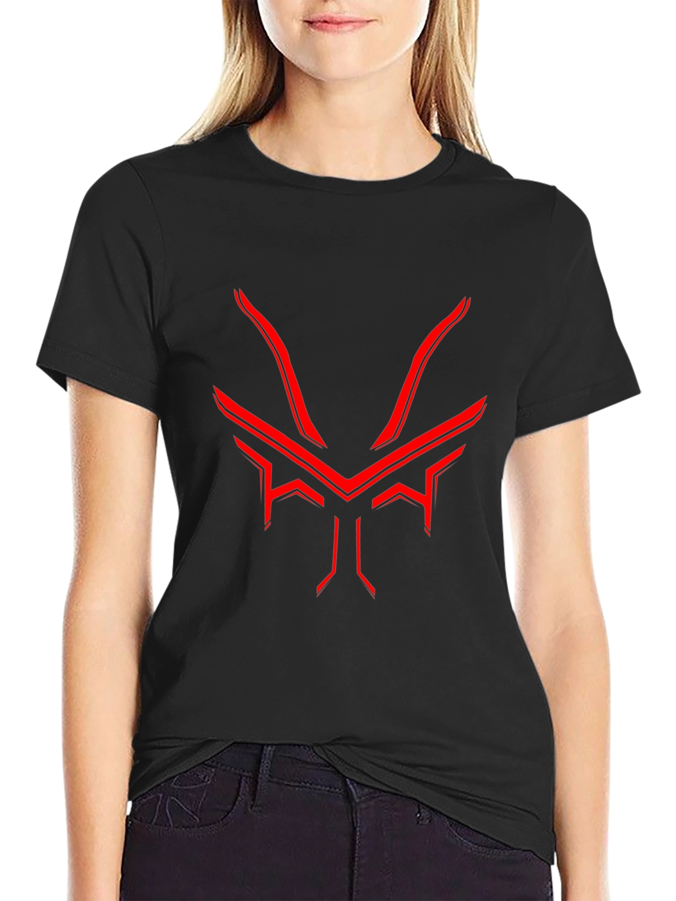 Cyber Demon T-Shirt - Futuristic Red Design