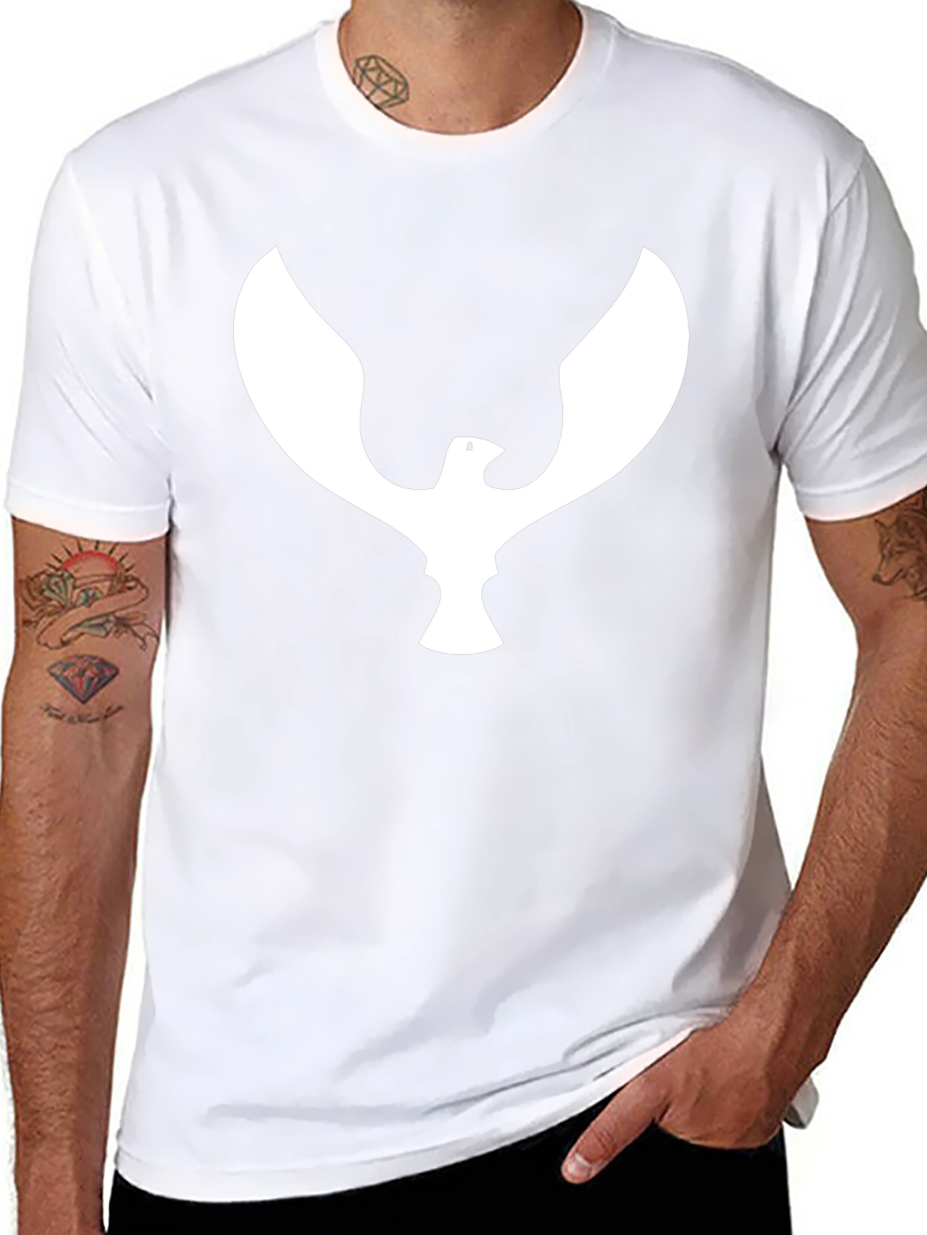 Black T-Shirt with White Eagle Graphic