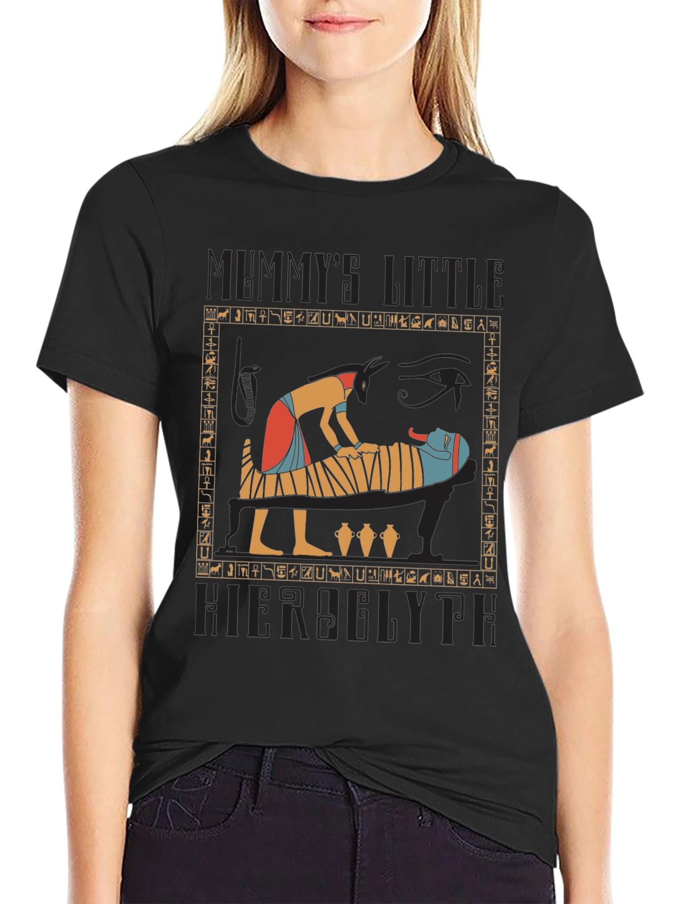 Mummys Little Hieroglyph Black T-Shirt