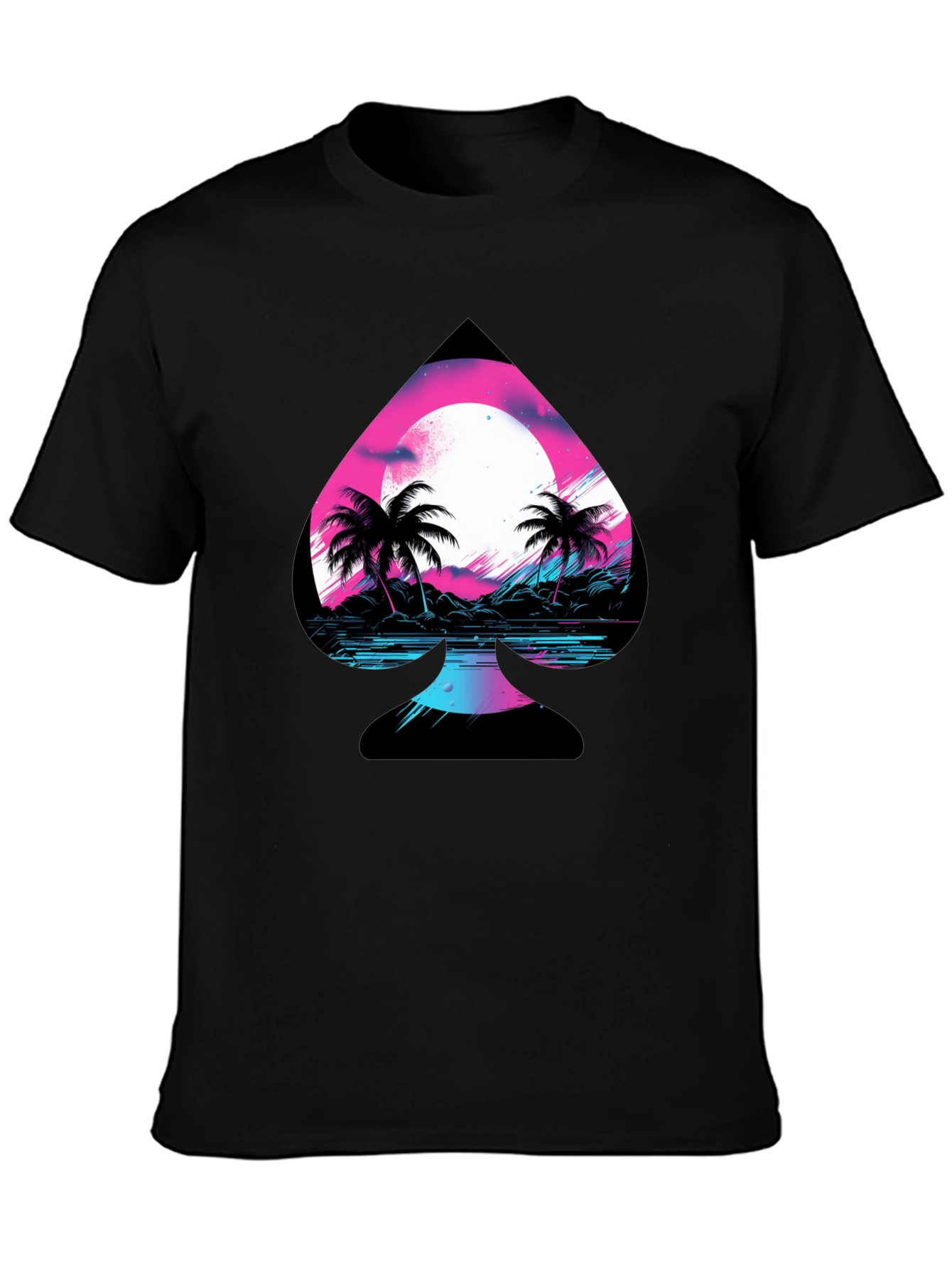 Retro Spade Graphic T-Shirt - Vaporwave Beach Design