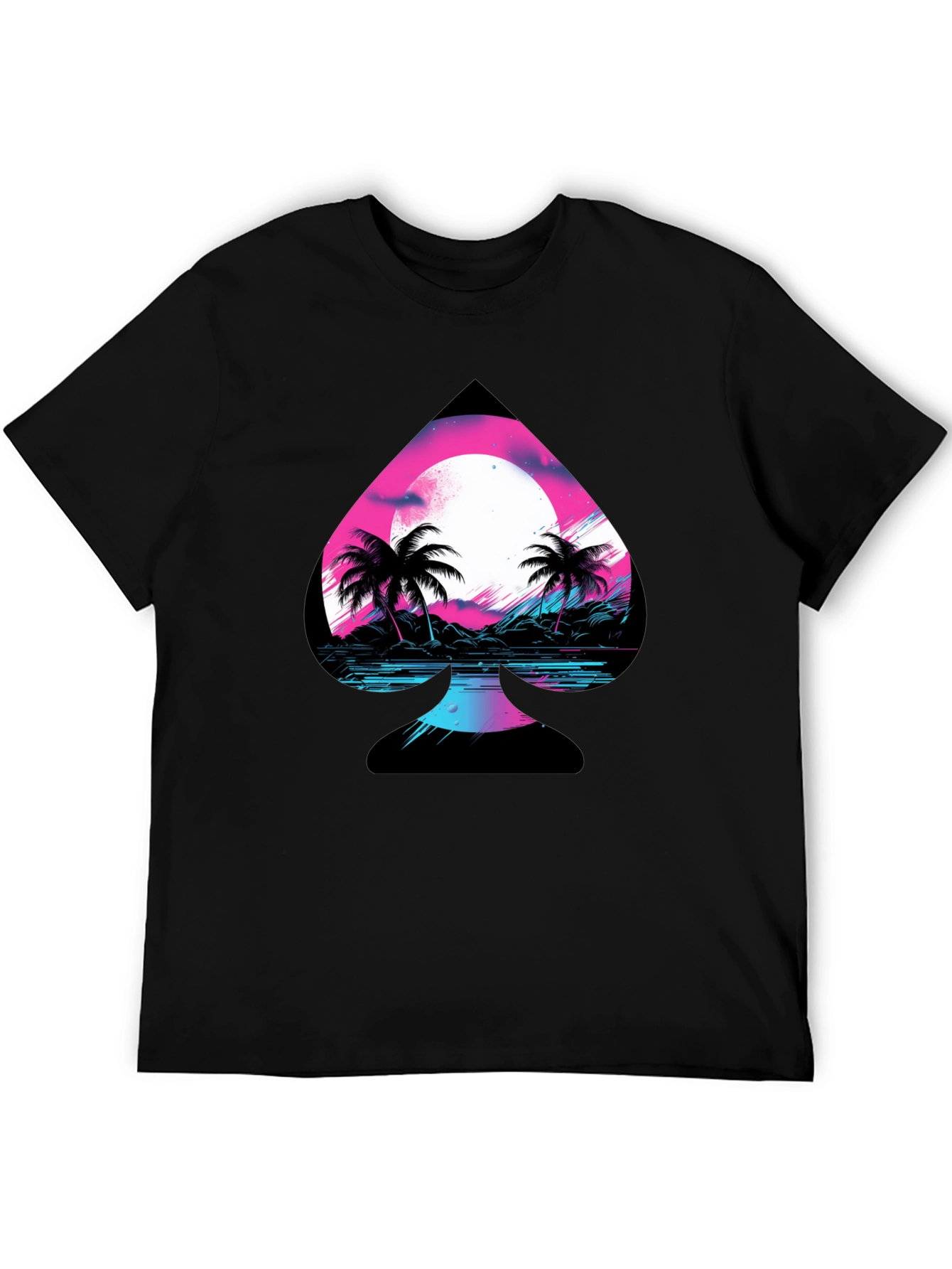 Retro Spade Graphic T-Shirt - Vaporwave Beach Design