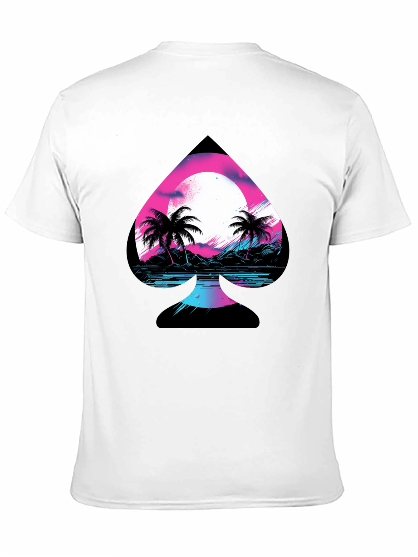 Retro Spade Graphic T-Shirt - Vaporwave Beach Design