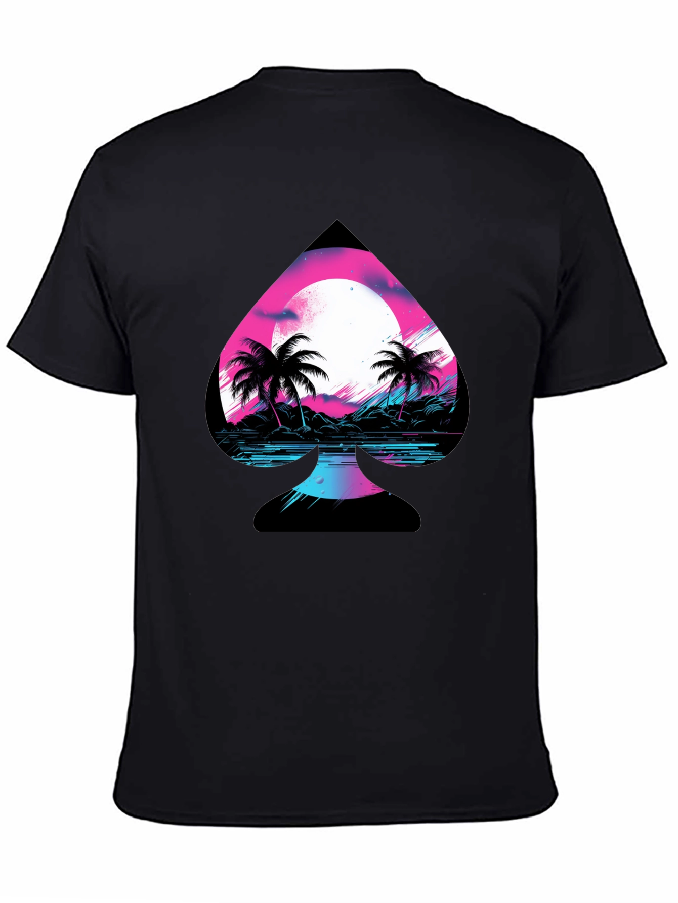 Retro Spade Graphic T-Shirt - Vaporwave Beach Design