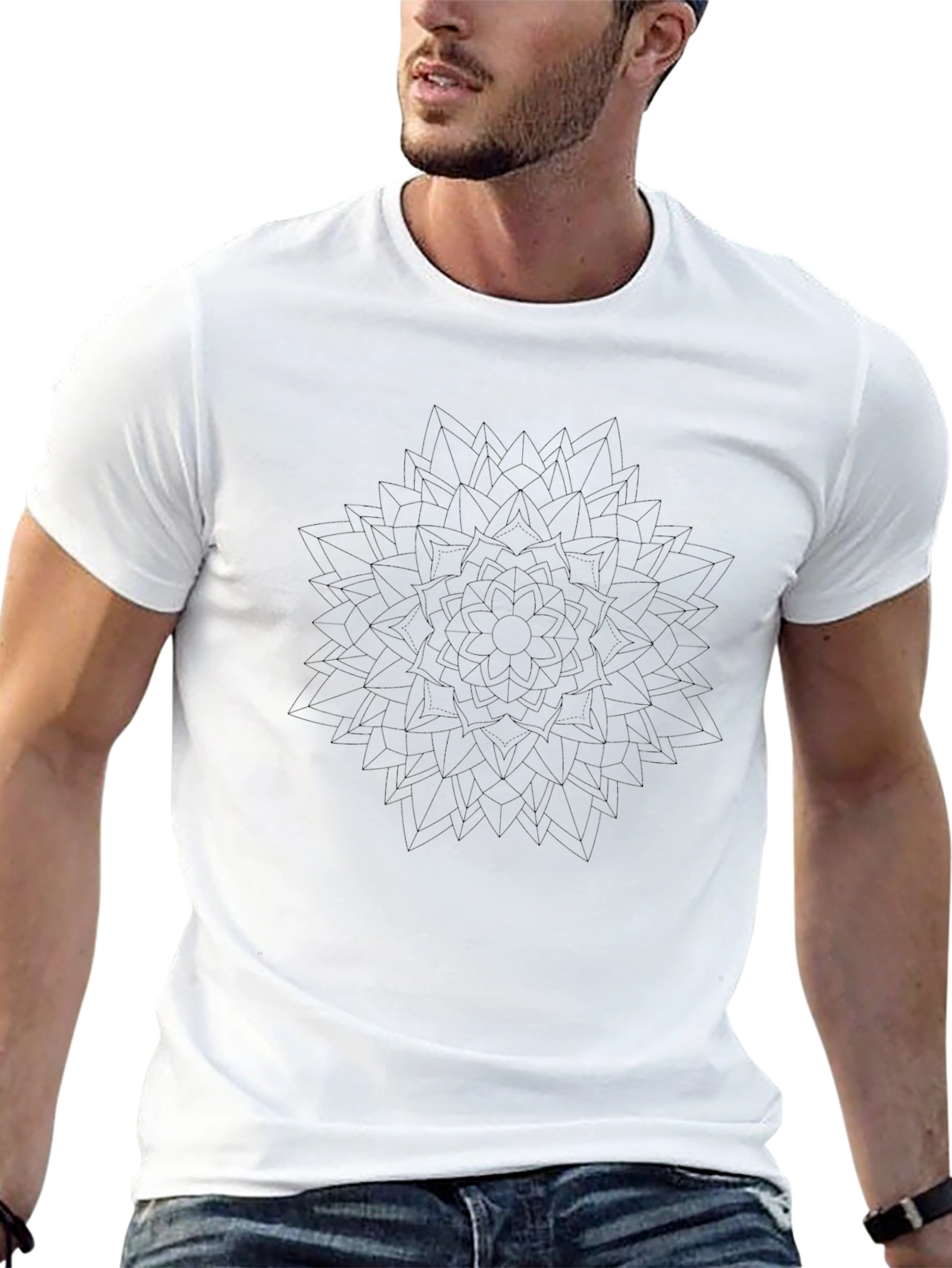 Black Mandala Graphic Tee - Modern Geometric Design