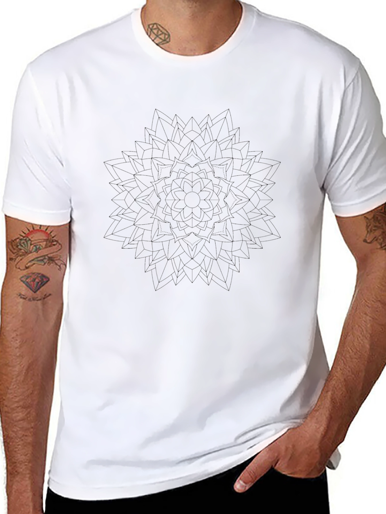 Black Mandala Graphic Tee - Modern Geometric Design