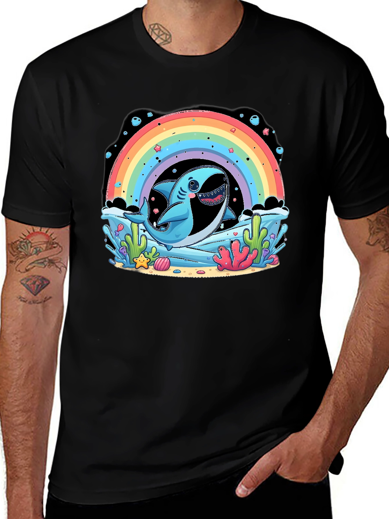 Shark Rainbow T-Shirt - Cute Ocean Design
