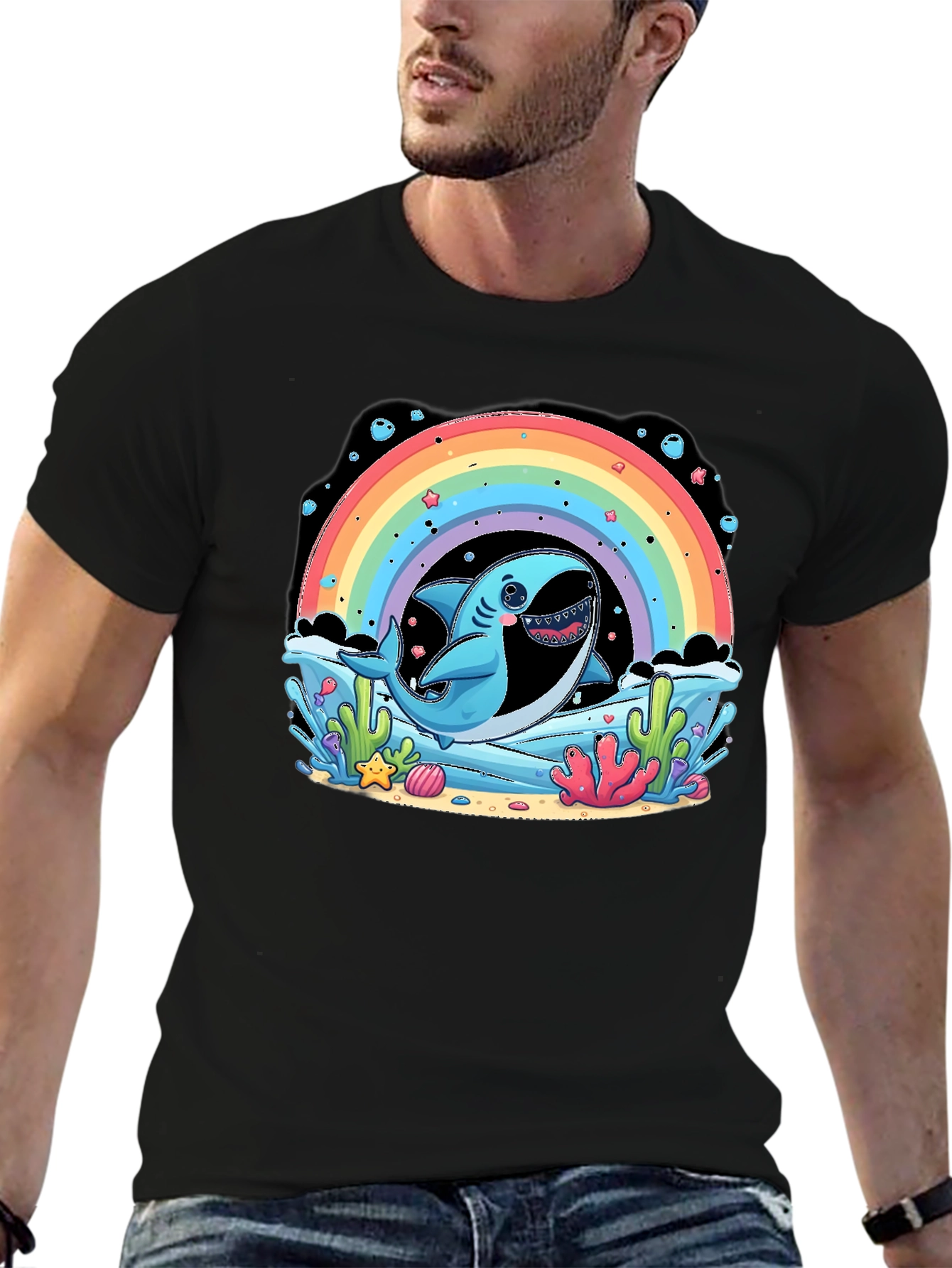 Shark Rainbow T-Shirt - Cute Ocean Design