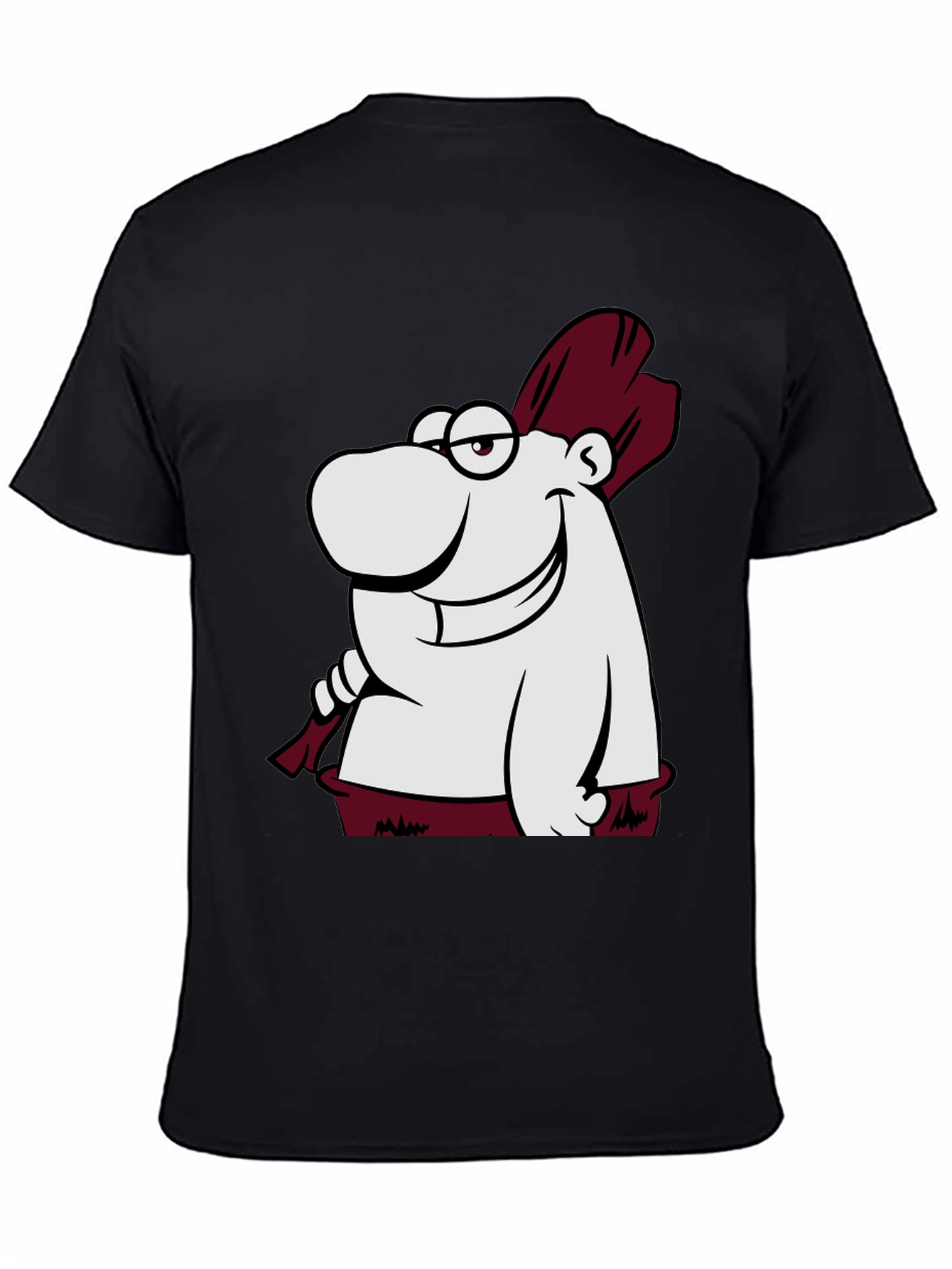 Funny Cartoon Character Graphic Tee - Black