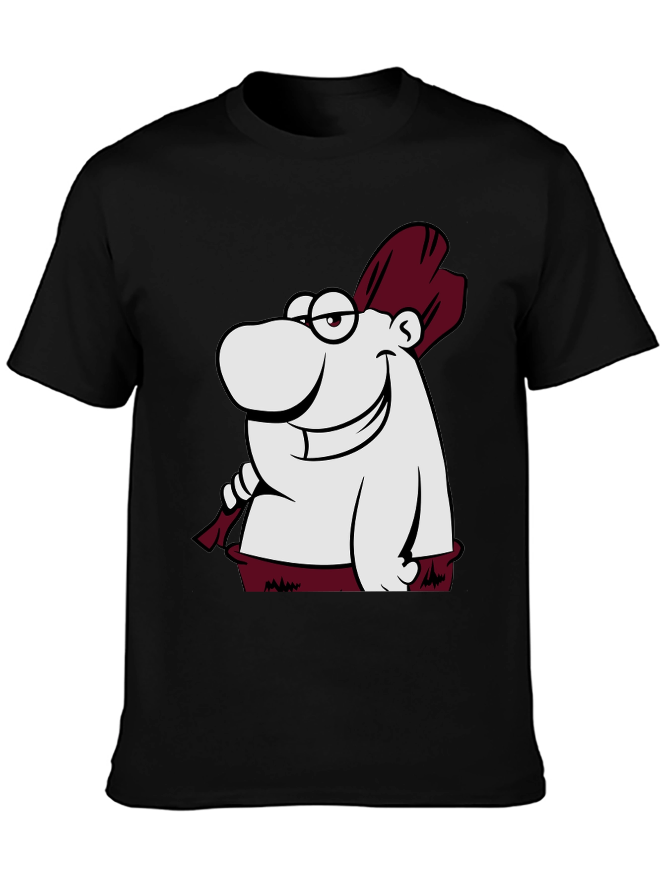 Funny Cartoon Character Graphic Tee - Black