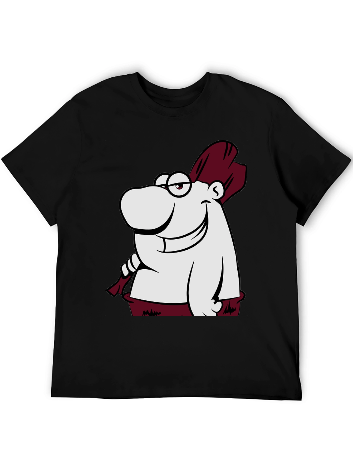 Funny Cartoon Character Graphic Tee - Black