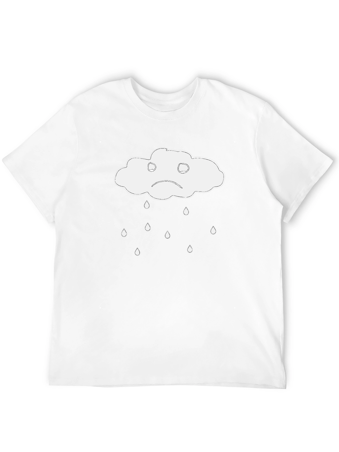 Sad Cloud Rain T-Shirt - Black Cotton Tee