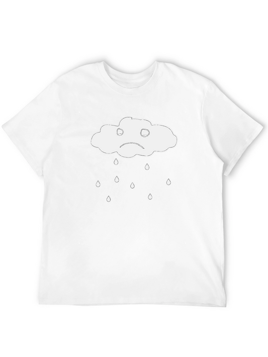Sad Cloud Rain T-Shirt - Black Cotton Tee